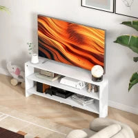 Corner TV Stand, Modern TV Table with 2 Open Shelves for 47 Inch TV, Entertainment Center for Living Room, White