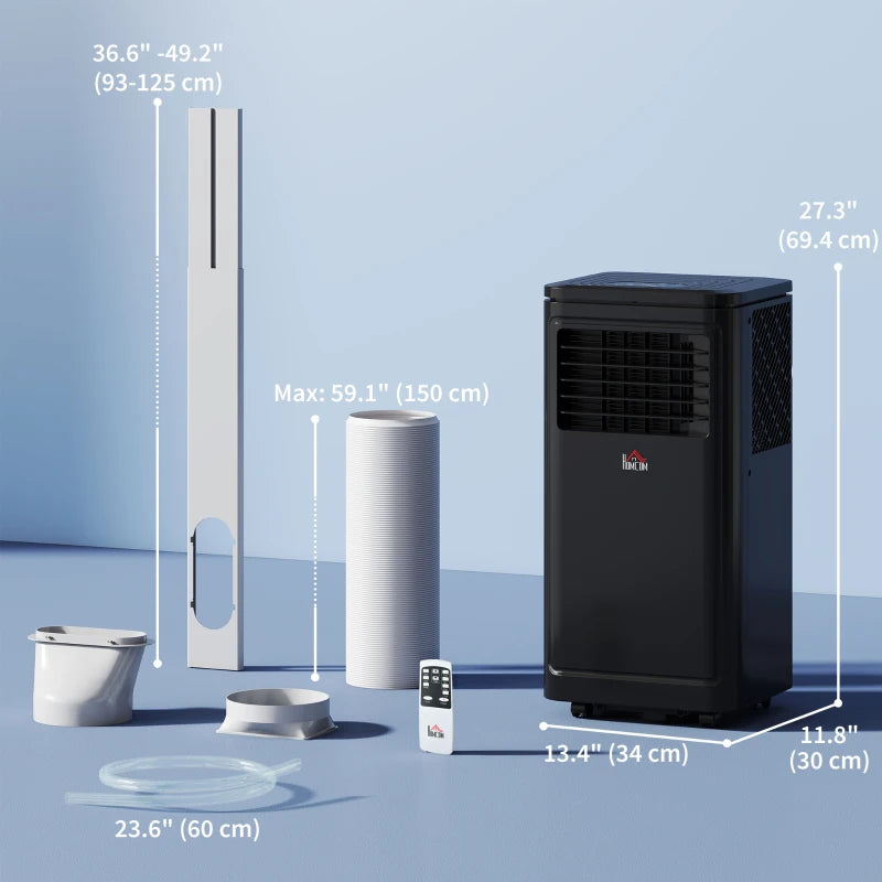 8000 BTU Portable Air Conditioner with Cooling, Dehumidifier, Remote Control, 24-Hour Timer, Window Mount Kit, Black