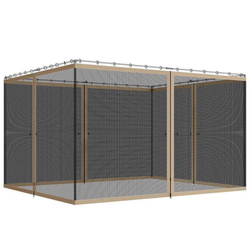 Replacement Mosquito Netting for Gazebo 10' x 12' Black Screen Walls for Canopy with Zippers, Khaki