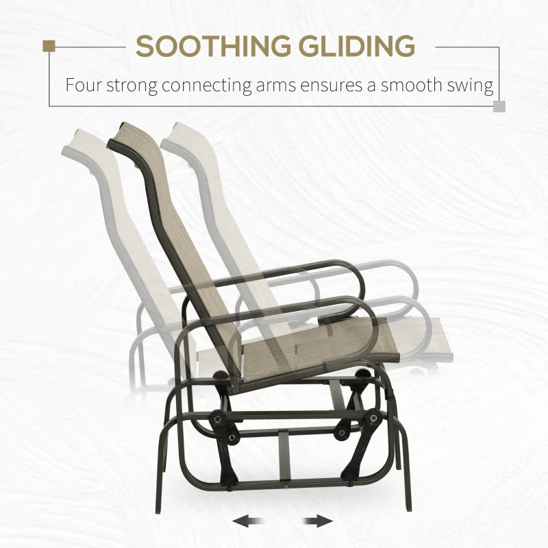 Patio Glider with Breathable Mesh Fabric, Outdoor Glider Chair, Garden Rocking Gliding Seat for Patio, Yard, Porch, Sand