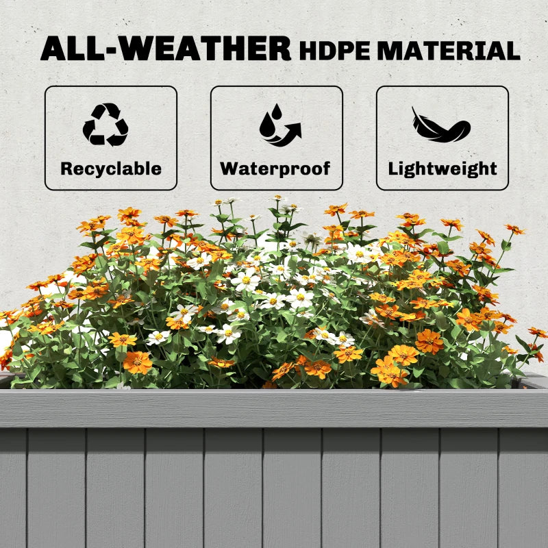 Raised Garden Bed with Legs, HDPE Raised Planter with Drainage Holes and Liner for Vegetables Flowers Herbs