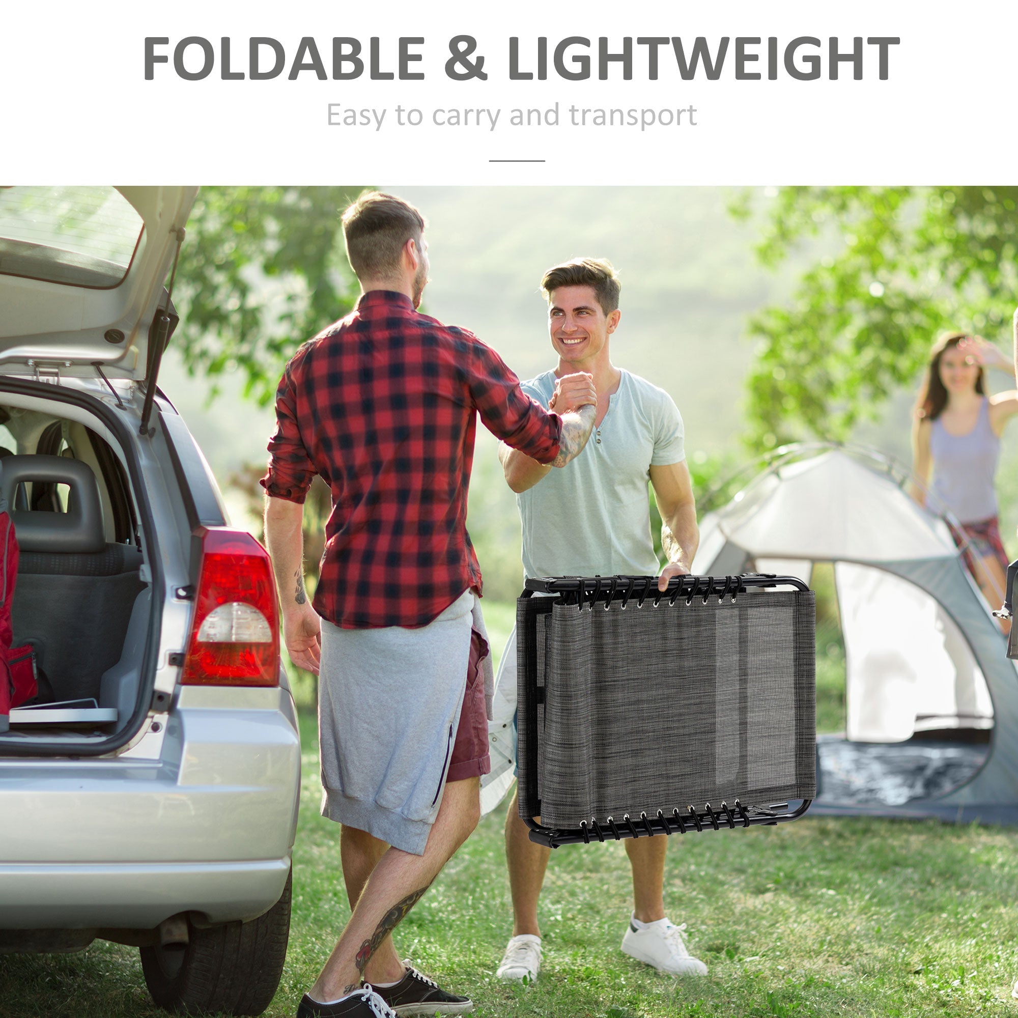 Outsunny Adjustable Outdoor Folding Lounge Chair Recliner with Pillow Mixed Grey