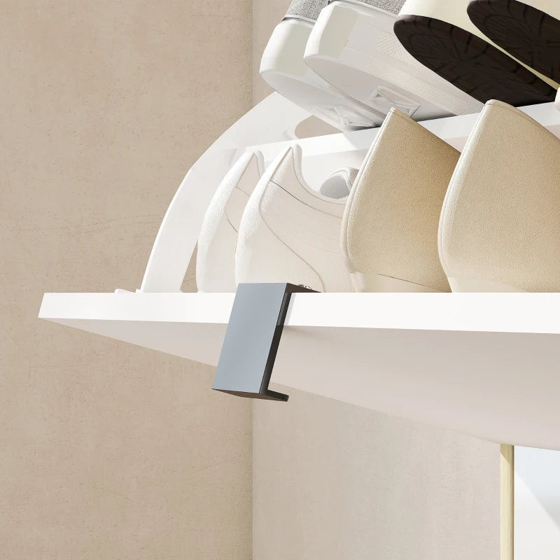Narrow Shoe Cabinet, High Gloss Shoe Storage Cabinet with 3 Flip Drawers and Adjustable Shelves, Holds 24 Pairs, White