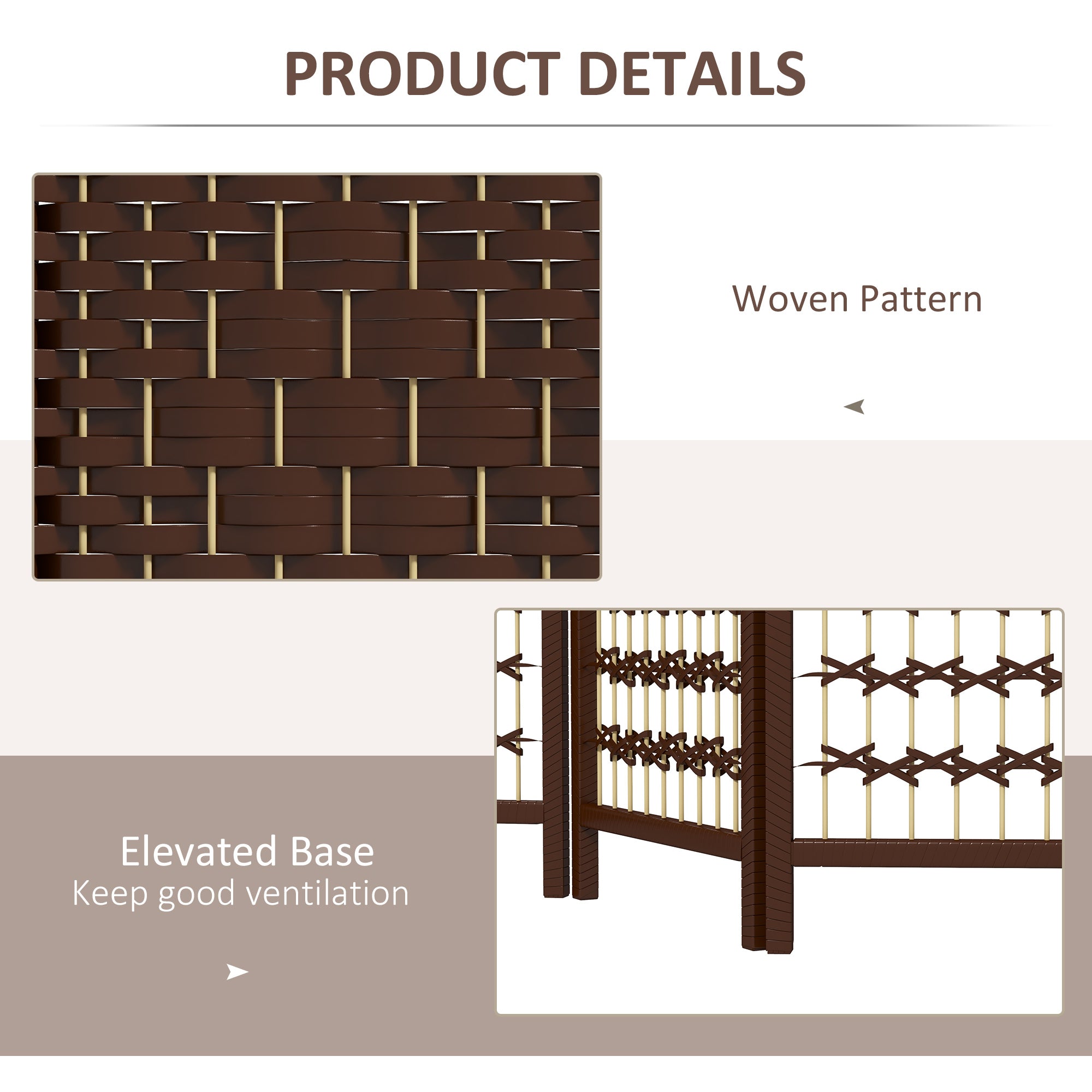 HOMCOM Wave Fiber Privacy Partition: 6 Panel Folding Room Divider Screen for Home Office, Brown Finish
