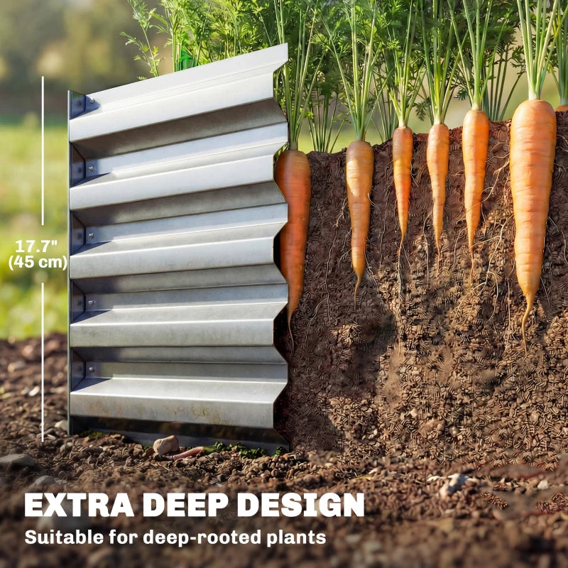 8 x 1.3 x 1.5ft Galvanized Raised Garden Bed, Reinforced Outdoor Planter Box with Open Bottom, Silver