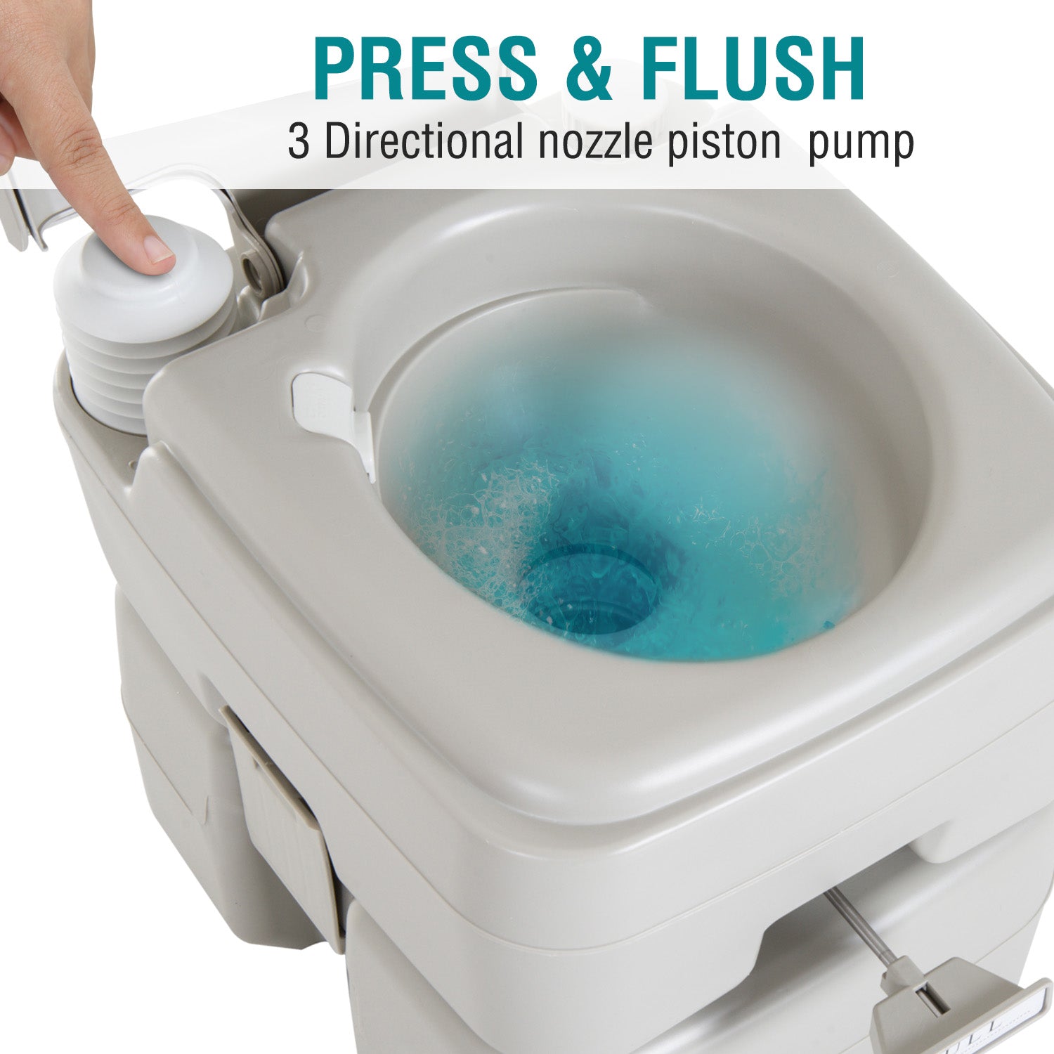 kleankin Outdoor Portable Travel Toilet Detachable Flushable Tank Easy to Use 3 Way Pistol for Camping Hiking Boating Roadtripping