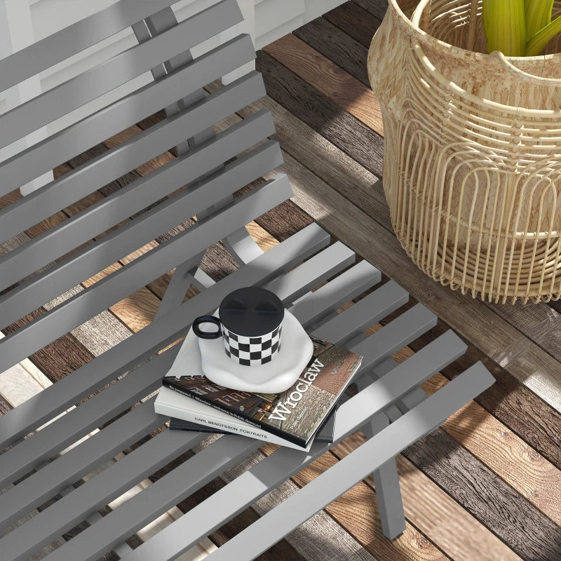 Outdoor Bench Patio Bench, Aluminum Lightweight Park Bench with Slatted Seat for Lawn, Park, Deck, Grey