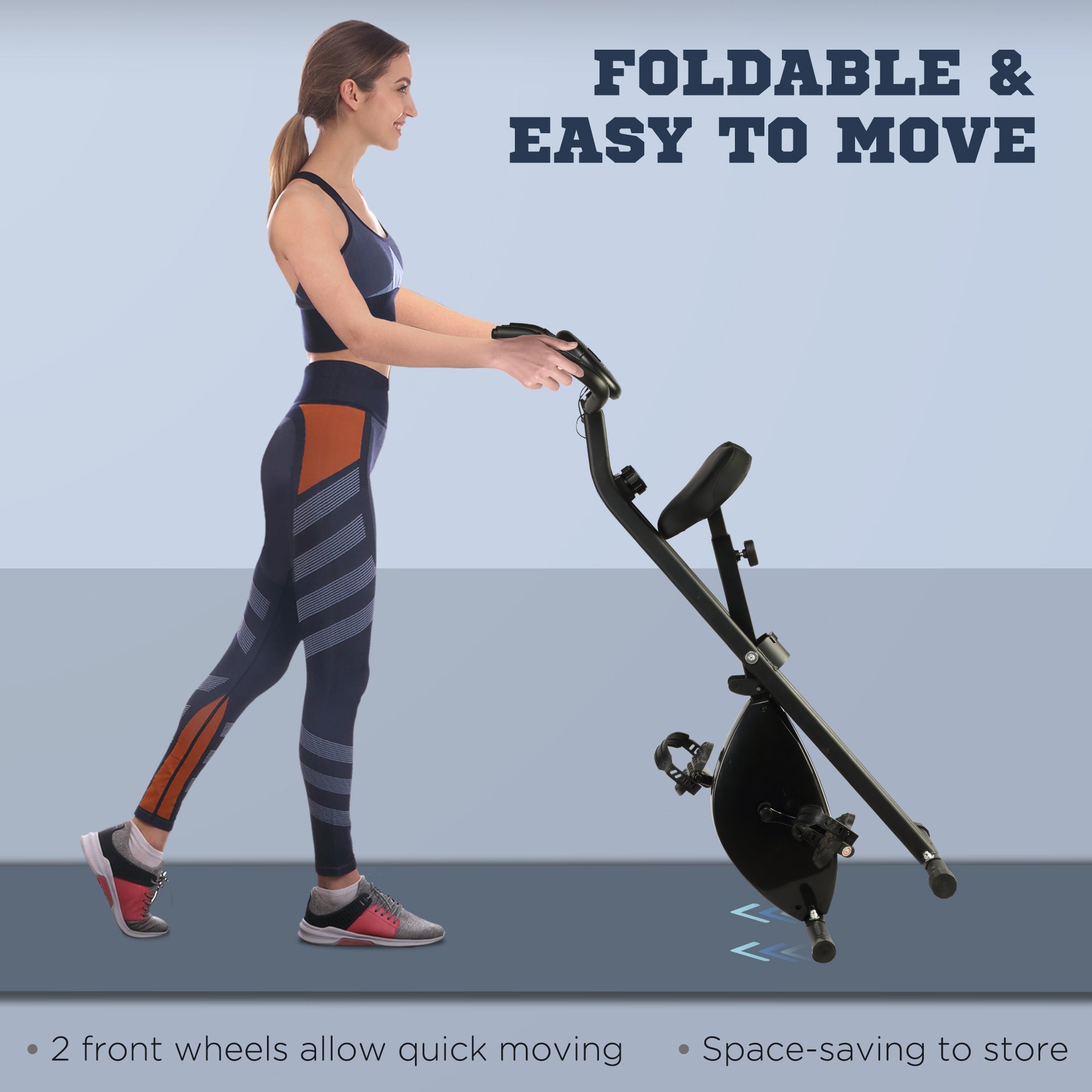 Soozier Folding X Bike Upright Exercise Bike 8-Level Resistance Stationary Fitness Cardio Workout Trainer LCD
