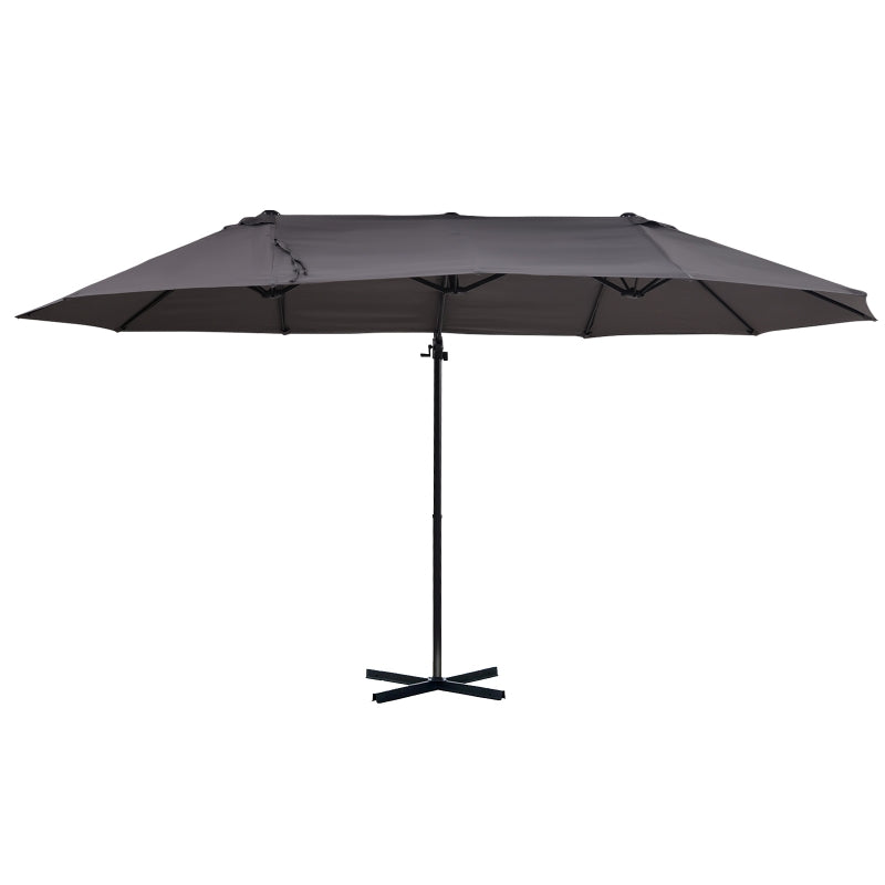 Outdoor Patio Umbrella Offset Cantilever Umbrella with Twin Canopy Sunshade Umbrella with Lift Crank Grey