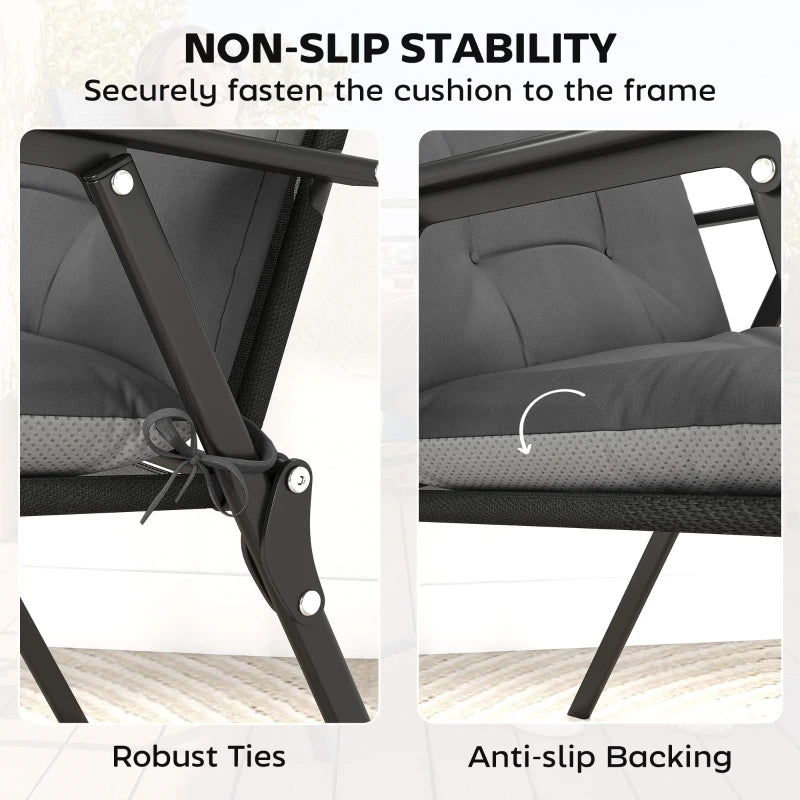 Patio Chair Cushions Set of 4, Waterproof Non-Slip Lounge Chair Cushions, 44"x21", Dark Grey