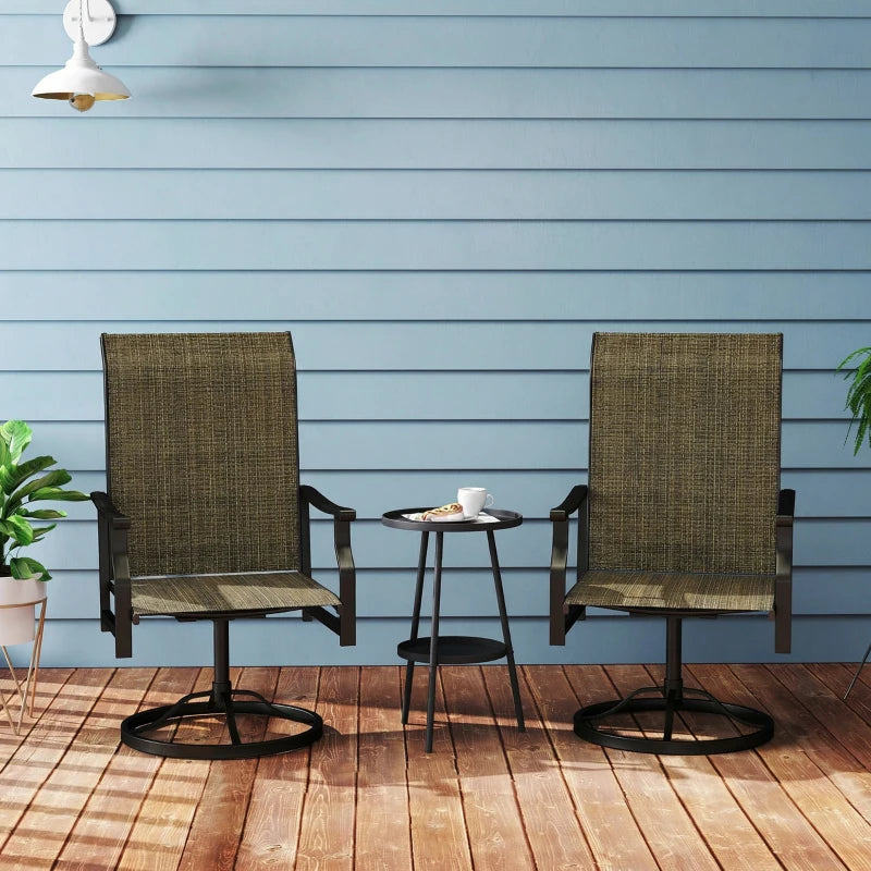 Patio Swivel Chair Set of 2, Swivel Rocker Outdoor Chairs with High Back, for Lawn Garden Backyard Deck, Brown