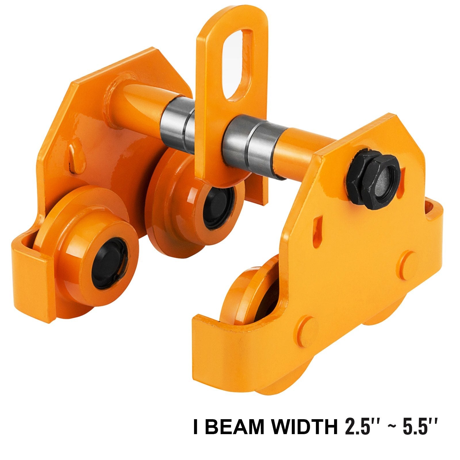VEVOR 0.5T Push Beam Trolley 1100LBS Capacity Trolley Heavy Duty Dual Wheels Manual Plain Trolley for I Beam Flange 2.5''-5.5''