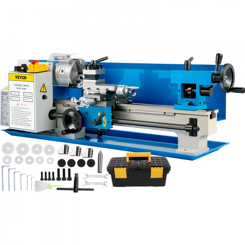 VEVOR Metal Lathe 7" x 14 ",Mini Metal Lathe 0-2500 RPM Variable Speed,Mini Lathe with 4\" 3-jaw Chuck,Bench Top Metal Lathe, Benchtop Lathe, for Various Types of Metal Turning