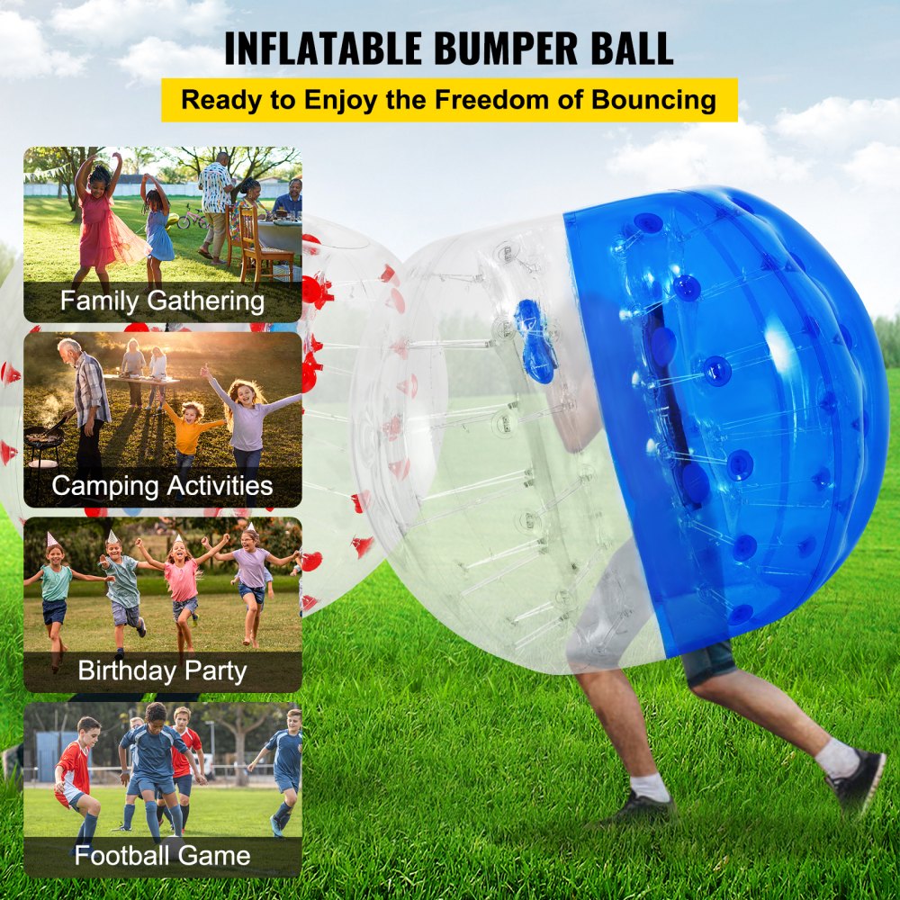 VEVOR Inflatable Bumper Ball 5 FT / 1.5M Diameter, Bubble Soccer Ball, Blow It Up in 5 Min, Inflatable Zorb Ball for Adults or Children (5 FT, Blue)
