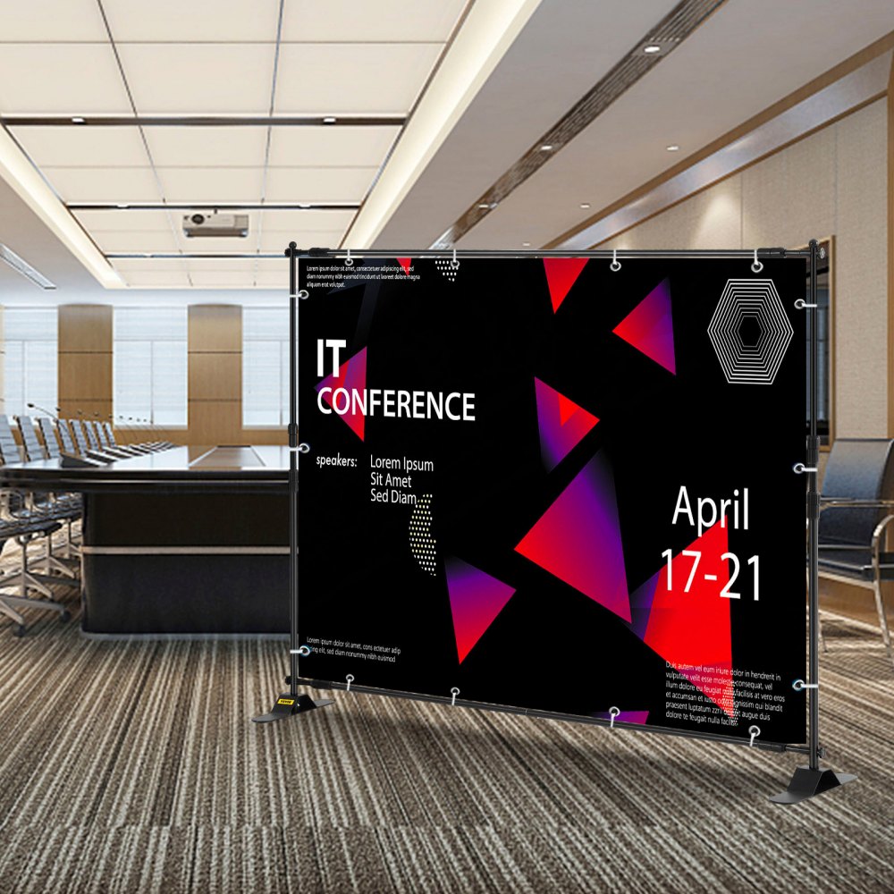 VEVOR 10 x 8 Ft Backdrop Banner Stand Adjustable Height and Width Newest Step and Repeat for Trade Show Wall Exhibitor Photo Booth Background