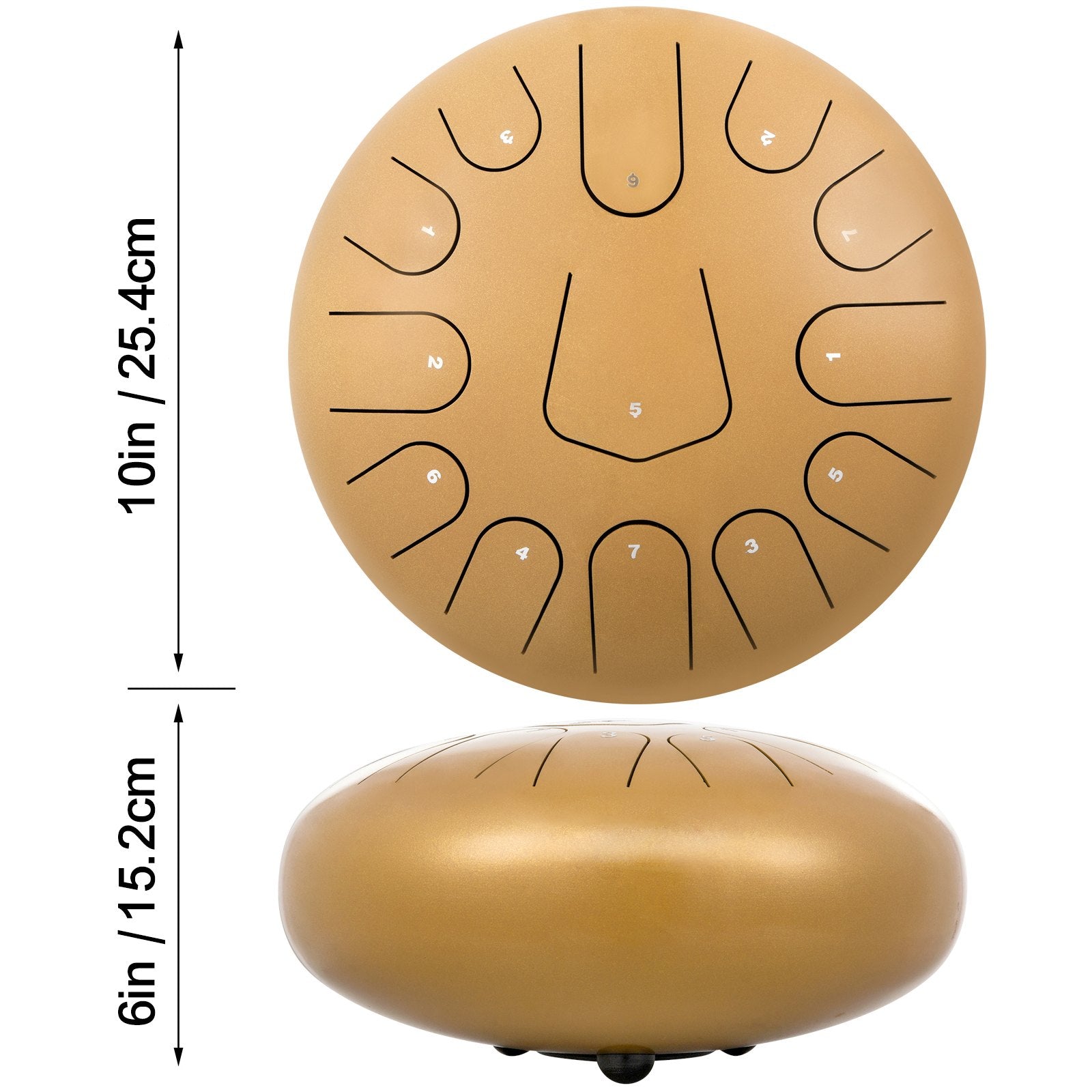 VEVOR Steel Drum 13 Notes Percussion Instrument 12 Inches Tongue Drum, Steel Tongue Drum, Steel Drums Instruments With Bag, Book, Mallets, Mallet Bracket, Hang Pan Drum Instrument, Golden