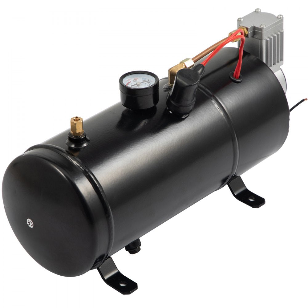 VEVOR 150DB Train Horns Kit for Trucks Super Loud with 120 PSI 12V Air Compressor 4 Trumpet Air Horn Compressor Tank For Any Vehicle Trucks Car Jeep Or SUV (Black)