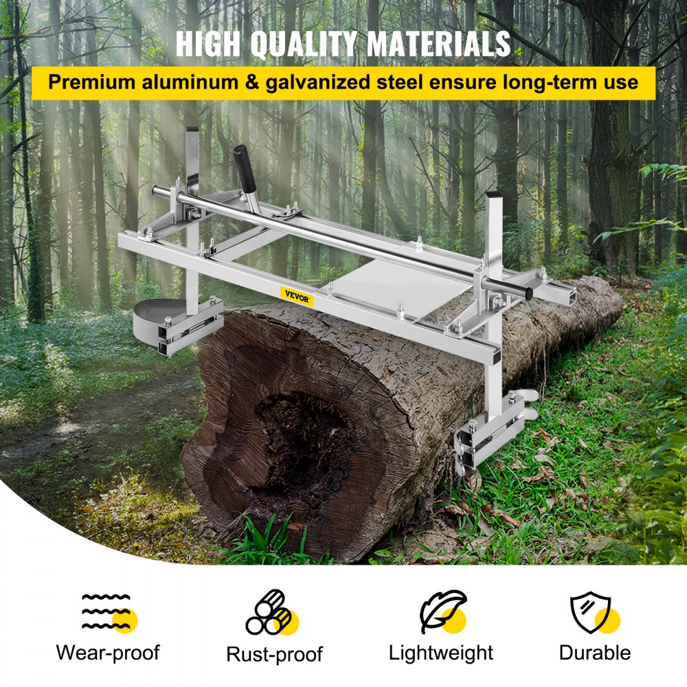 VEVOR Chainsaw Mill Attachment 14-24 Inch Portable Chain Saw Mill Aluminum Steel Chainsaw Milling Planking Welding Saw Mill Planking Lumber Cutting Bar for Homeowners Woodworkers