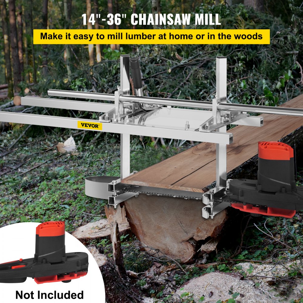 VEVOR Portable Chainsaw Mill Planking Milling Aluminum Steel with Installation Tools for Builders and Woodworkers (14" to 36")