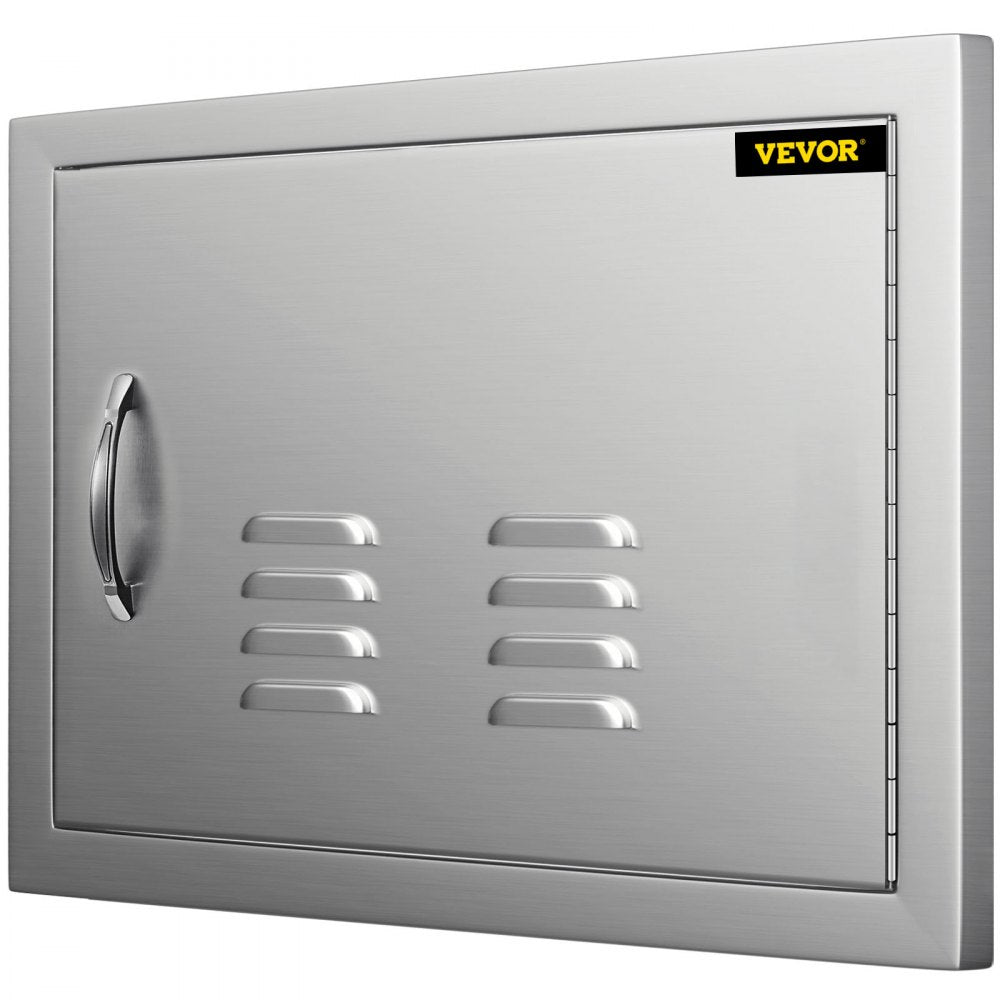VEVOR 20W x 14H Inch BBQ Access Single Door with Vents Horizontal BBQ Island Door Stainless Steel Outdoor Kitchen Doors for Commercial BBQ Grid