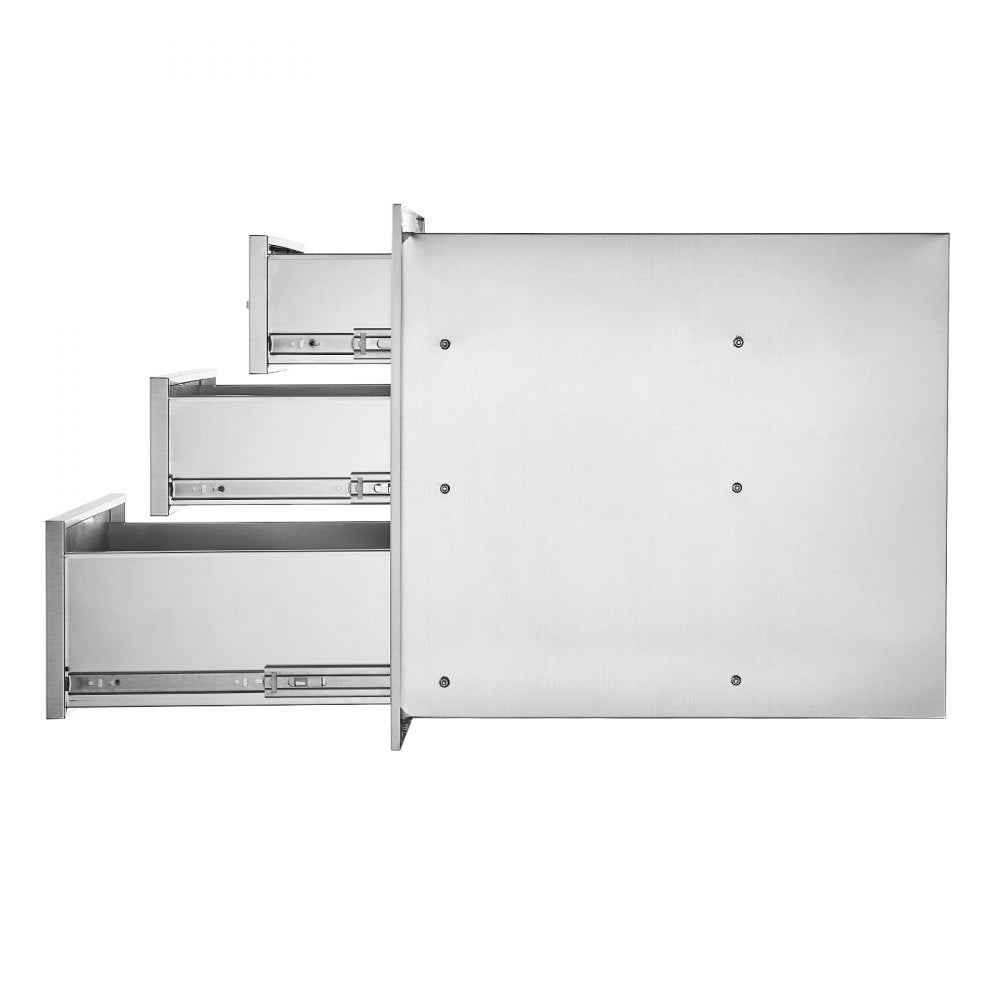 VEVOR 18x23 Inch Outdoor Kitchen Stainless Steel Triple Access BBQ Drawers with Chrome Handle, 18 x23 x 23 Inch