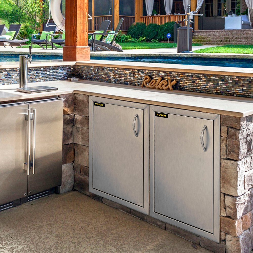 VEVOR BBQ Access Door 16 x 22 Inch Vertical Outdoor Kitchen Door Left Hinged Stainless Steel Access Door for Outdoor Kitchen