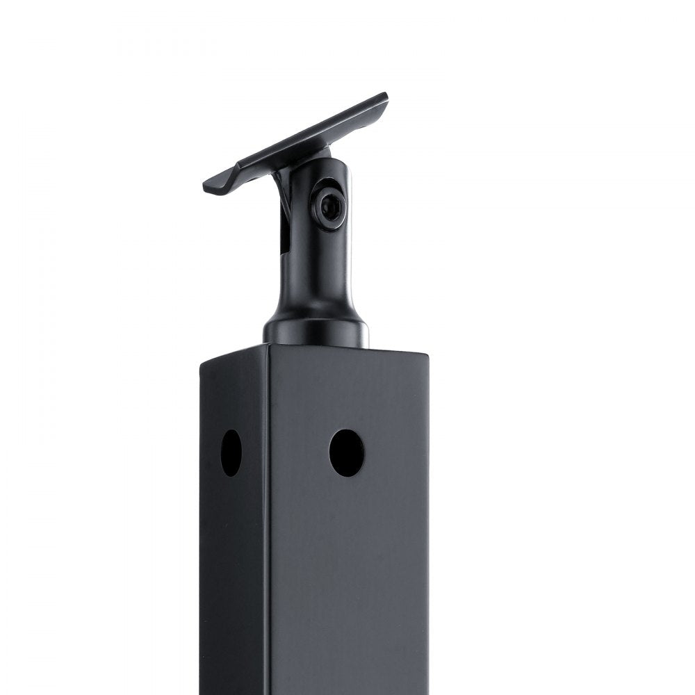 VEVOR Cable Railing Post, 36" x 1" x 2" Steel L-Shaped Hole Corner Railing Post, 10 Pre-Drilled Holes, SUS304 Stainless Steel Cable Rail Post with Horizontal and Curved Bracket, 1-Pack, Black