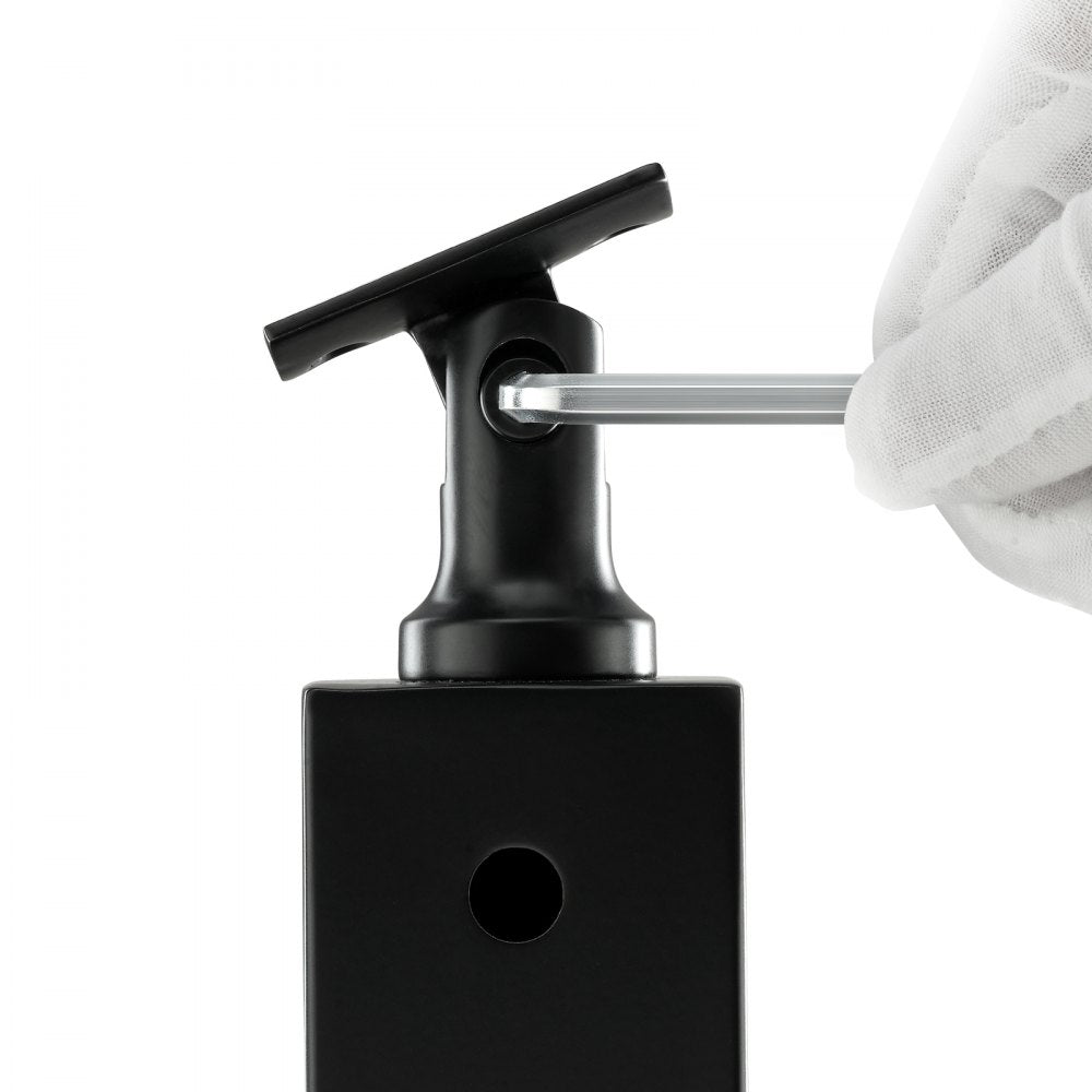 VEVOR Cable Railing Post, 36" x 1" x 2" Steel L-Shaped Hole Corner Railing Post, 10 Pre-Drilled Holes, SUS304 Stainless Steel Cable Rail Post with Horizontal and Curved Bracket, 1-Pack, Black