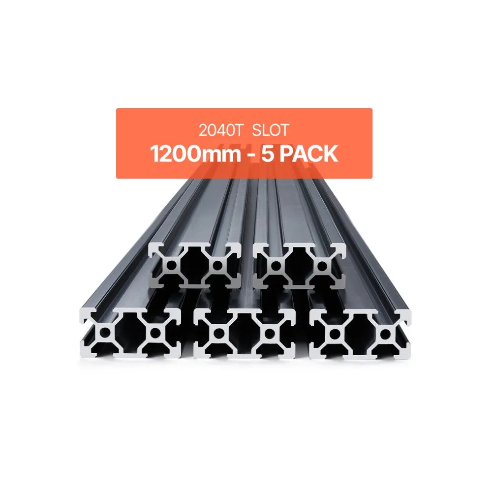 VEVOR 5PCS 2040 Aluminum Extrusion Profile 47.2" (1200mm) T-Slot Linear Rails, European Standard Anodized 6063-T5 Aluminum for CNC Machines, 3D Printers, Laser Engravers & DIY Projects - Black