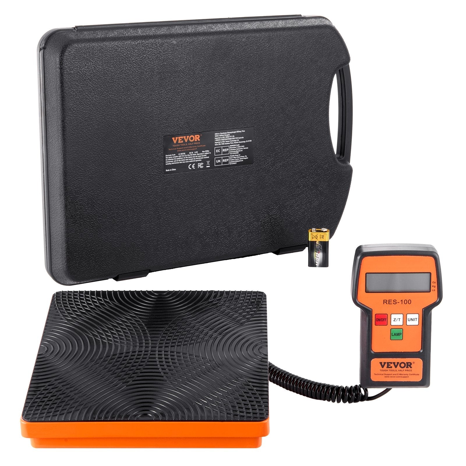 VEVOR Refrigerant Scale 220 LBS HAVC Charging Recovery Freon Scale, with Wired Remote Control, 5g High Precision Electronic Digital Recovery Weight Scale with Case and Dry Battery