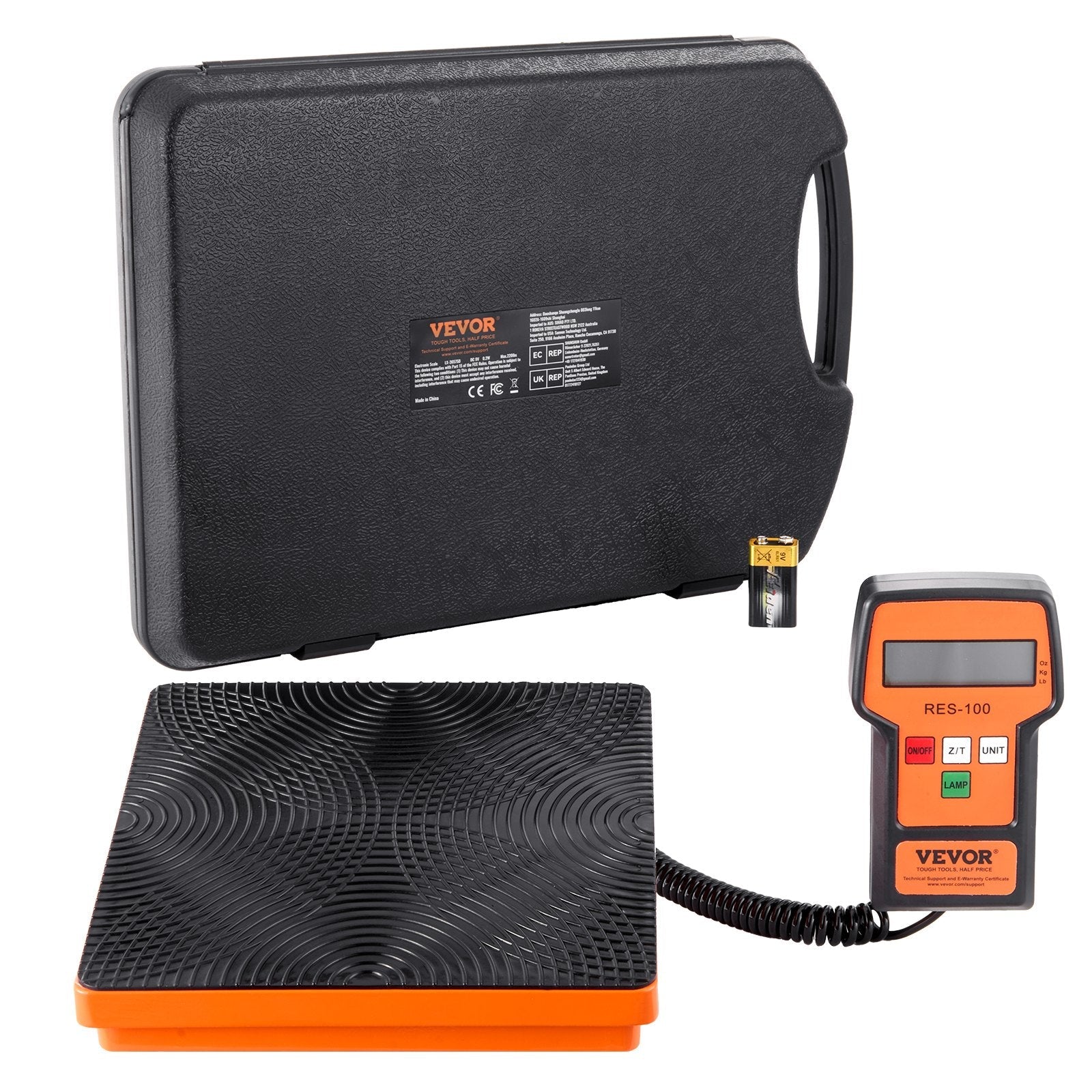 VEVOR Refrigerant Scale 220 LBS HAVC Charging Recovery Freon Scale, with Wired Remote Control, 5g High Precision Electronic Digital Recovery Weight Scale with Case and Dry Battery