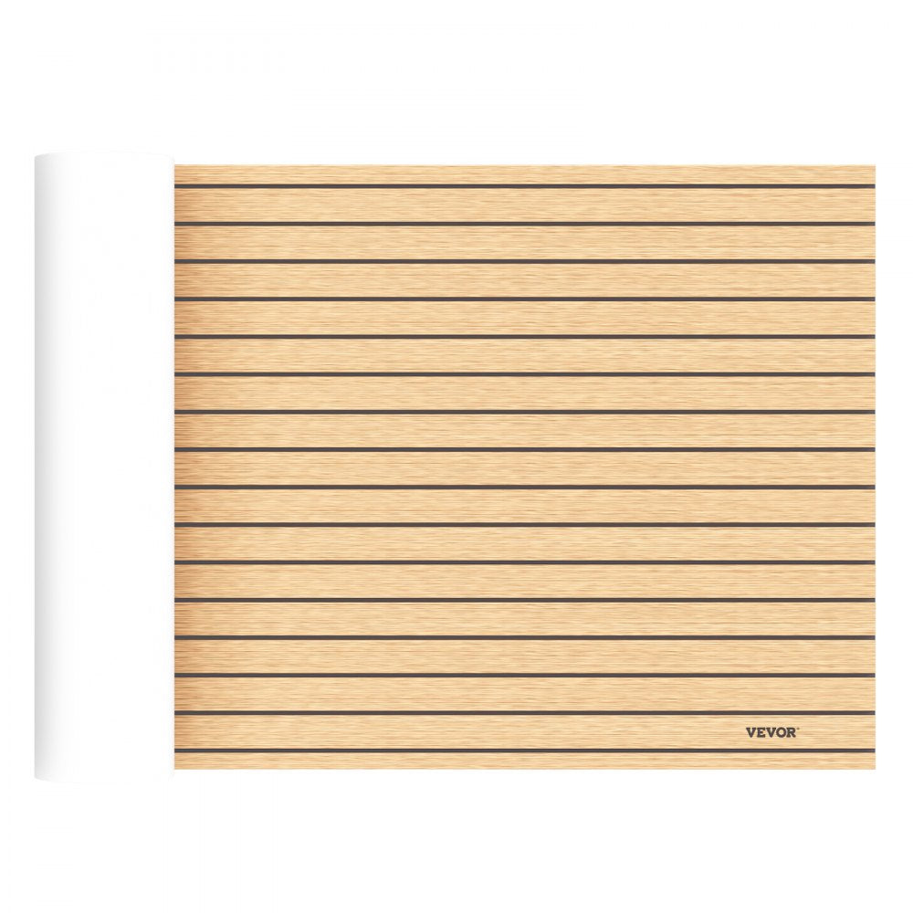VEVOR Boat Decking Sheet 6MM Thick Non-Skid EVA Foam Faux Teak Decking Self-Adhesive Marine Yacht RV Swimming Pool Garden Boat Flooring Sheet 90.5"x35.4" Flooring Sheet