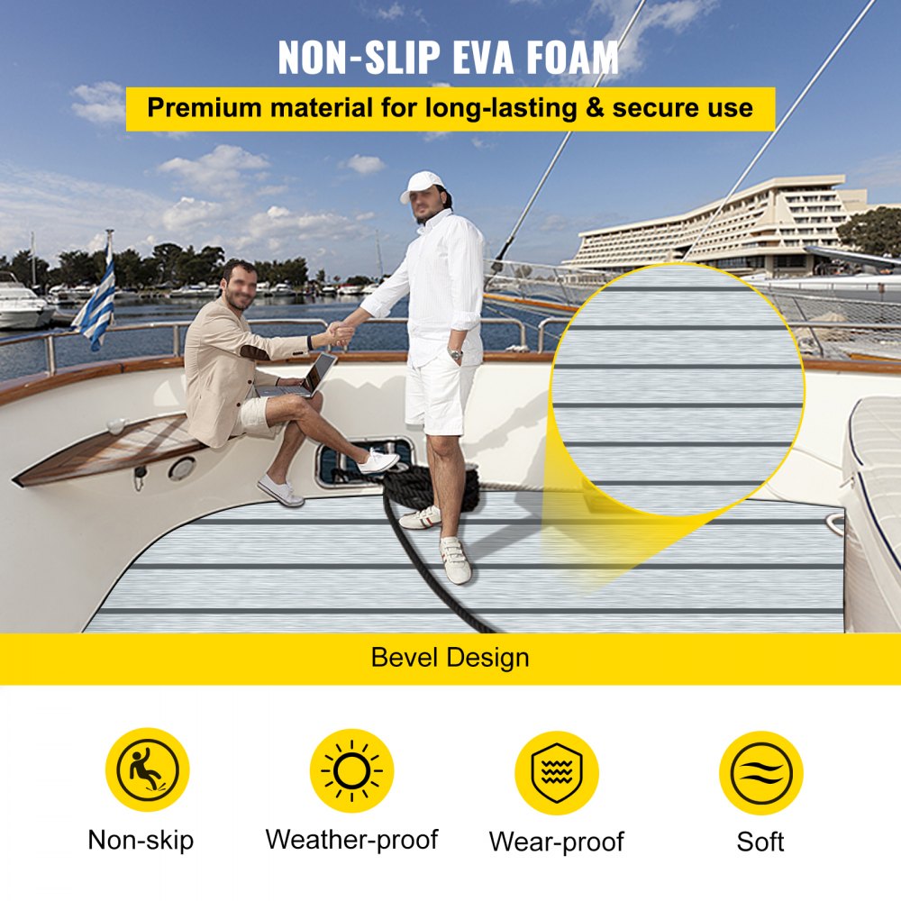 94" x35" Marine Boat Flooring EVA Foam Yacht Teak Decking Sheet Carpet Floor Pad
