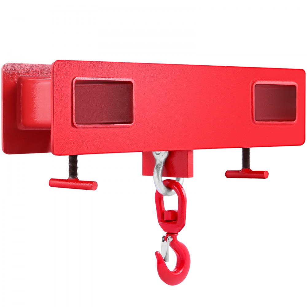VEVOR Forklift Lifting Hook, 4400lbs Capacity Forklift Lifting Hoist, Red Forklift Mobile Crane with Swivel Hook and Two Large T-Screws, Hook Forklift Lifting Hoist, Fork Lifting Attachment