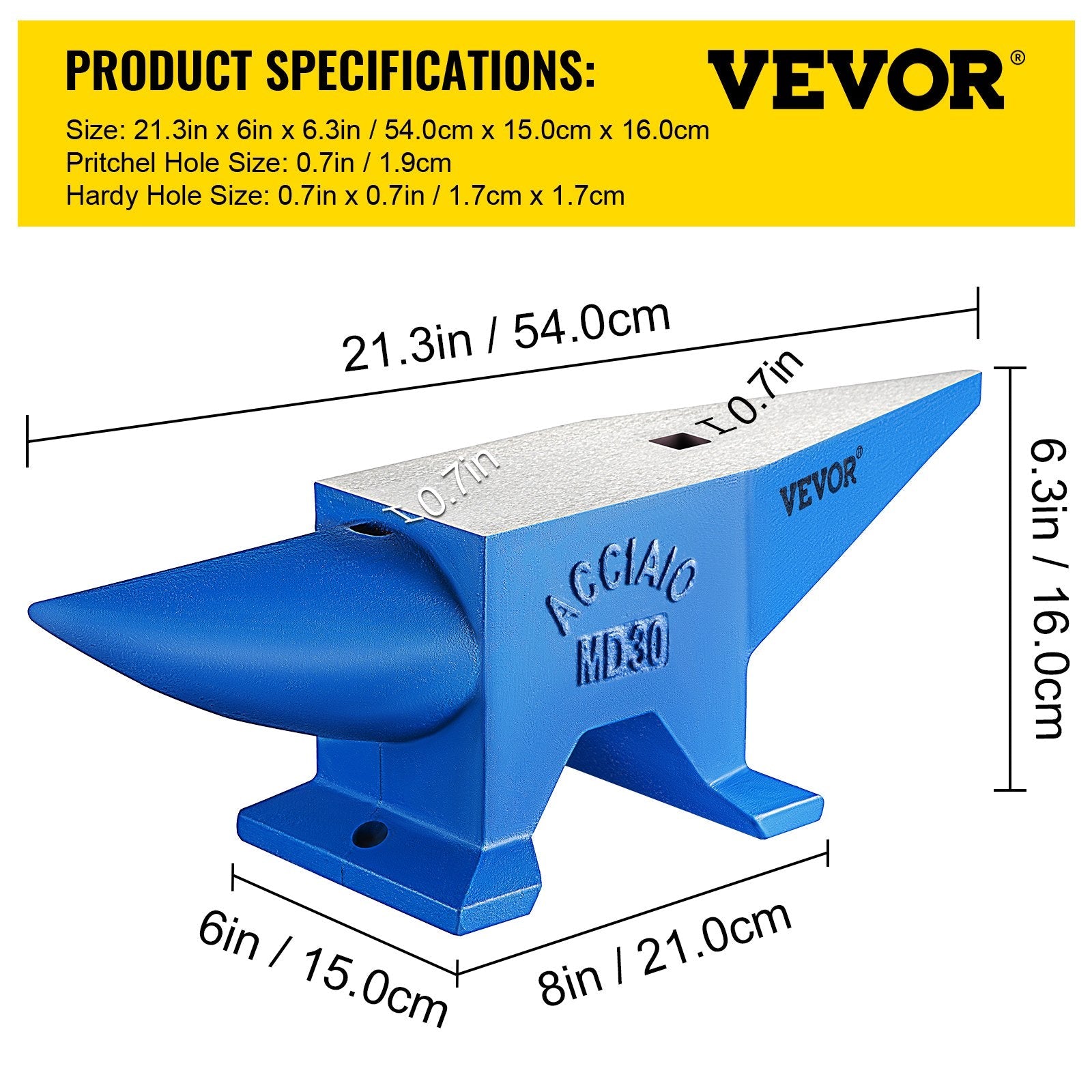 VEVOR Single Horn Anvil 66Lbs Cast Steel Anvil Blacksmith for Sale Forge Tools and Equipment Anvil Rugged Round Horn Anvil Blacksmith Jewelers Metalsmith Blacksmith Tool