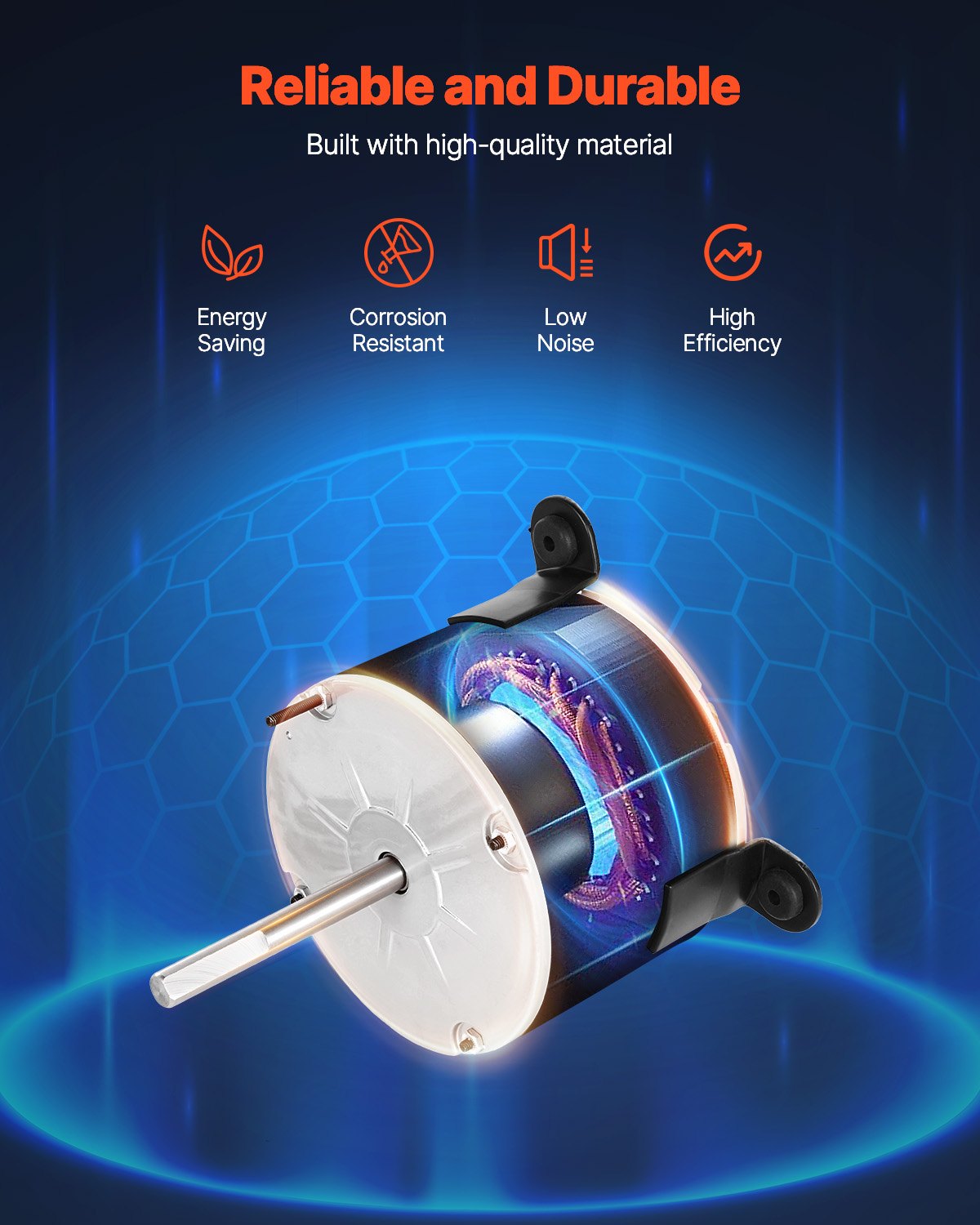 VEVOR 1/5HP RV AC Fan Motor AC115V 2.6 1650RPM Single Phase 5uf/370V Capacitor