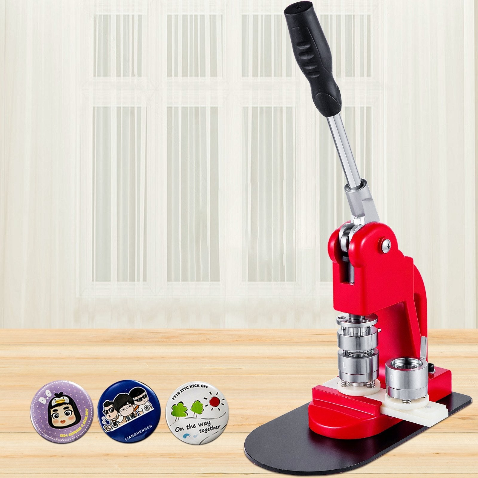 VEVOR Button Maker Button Badge Maker 32mm(1.25in) DIY Pin Button Maker Machine with1000 Pcs Free Button Parts & Circle Cutter Installation-Free Button Press Kit