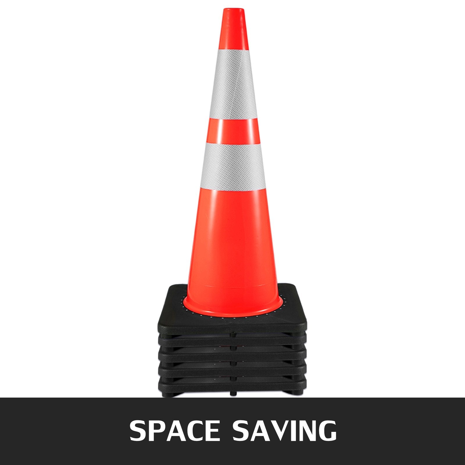VEVOR 6Pack 36\" Traffic Cones, Safety Road Parking Cone with Black Weighted Base, PVC Orange Traffic Safety Cones, Hazard Cones Reflective Collars for Construction Traffic Parking