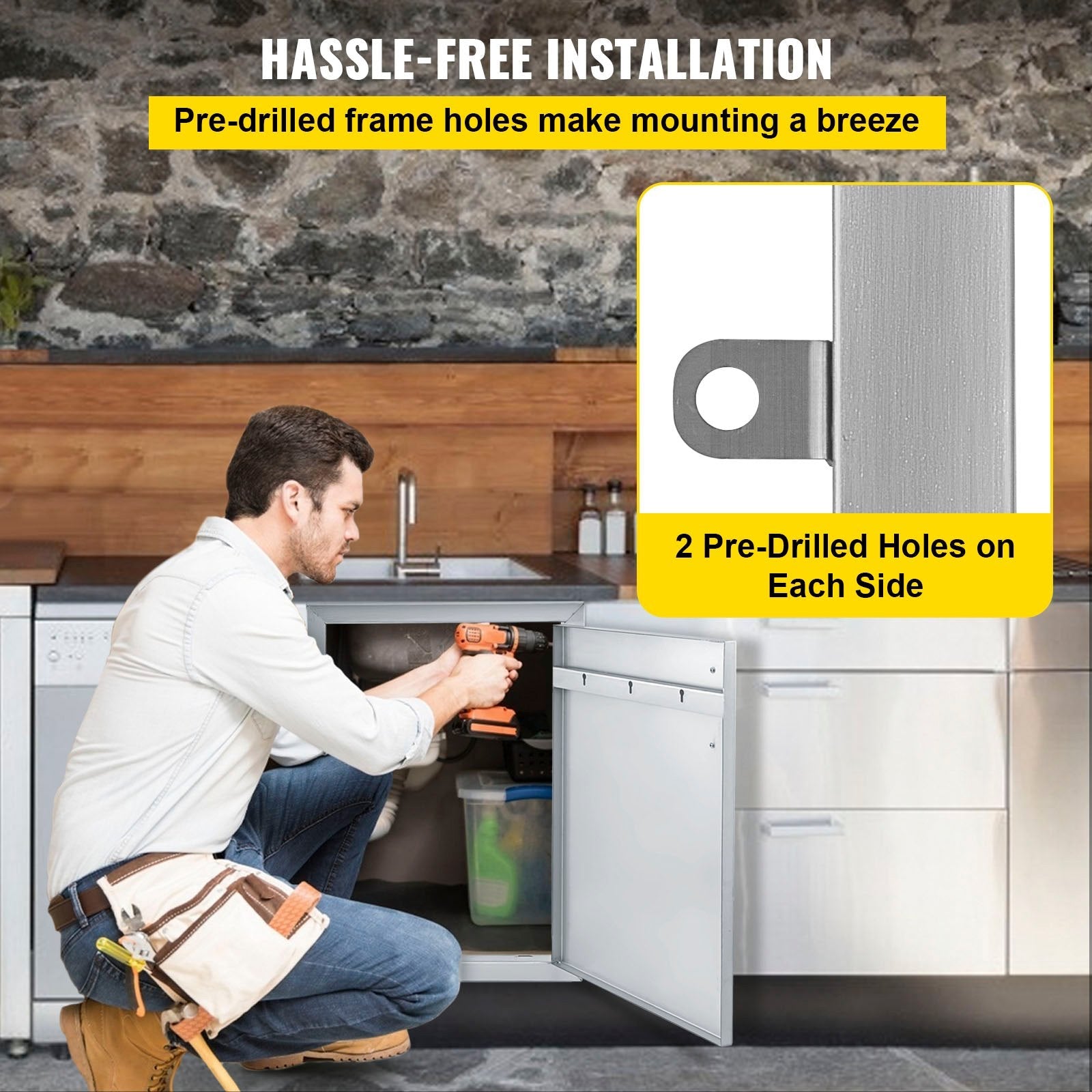 VEVOR BBQ Access Door 39W x 26H Inch, Double BBQ Door Stainless Steel, Outdoor Kitchen Doors for BBQ Island, Grill Station, Outside Cabinet