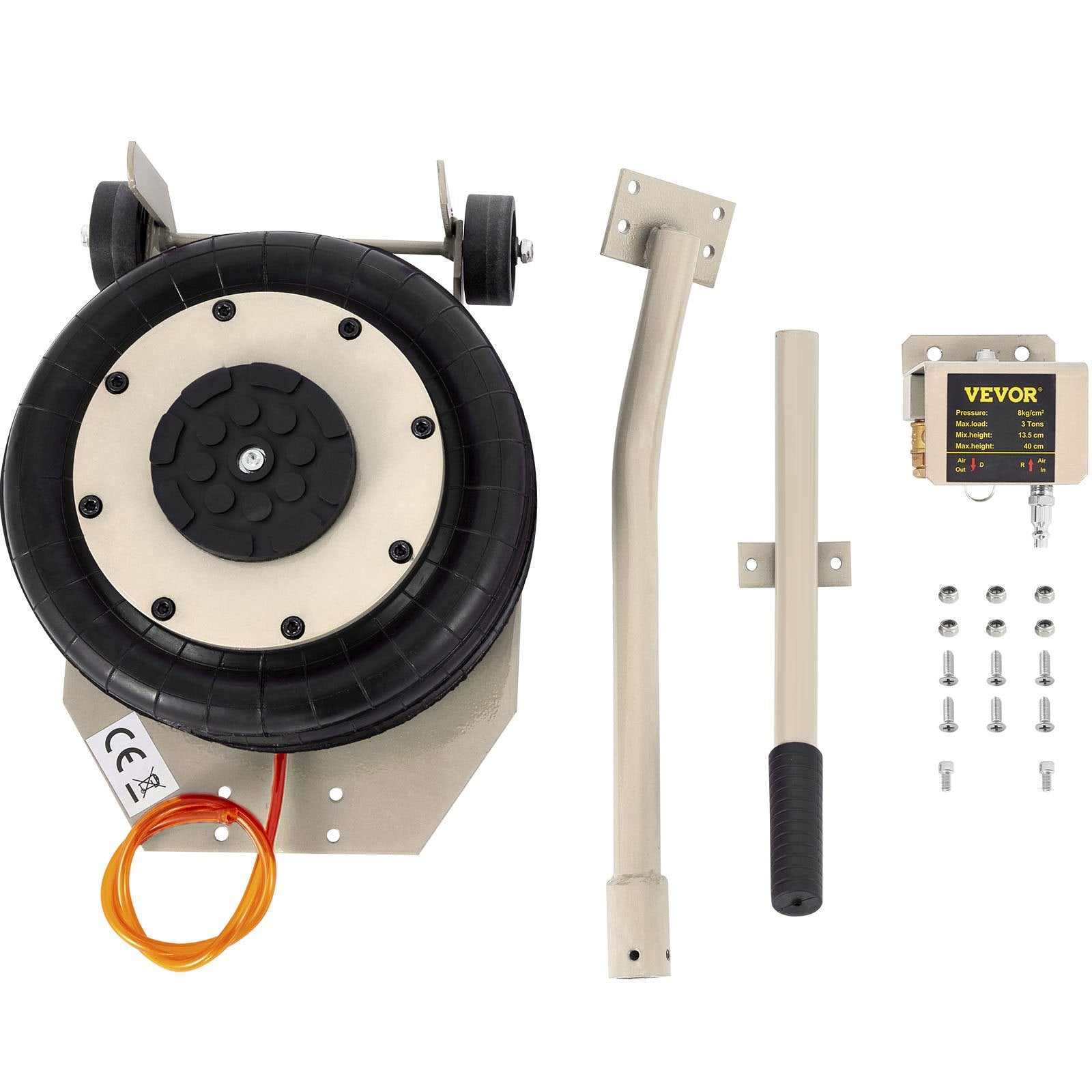 VEVOR Pneumatic Jack, 3 Ton/6600 LBS Air Bag Jack, Triple Bag Air Jack for Vehicle, Extremely Fast Lifting Action, Max Height 15.75\"/400 mm, with Wheels, Long Handle