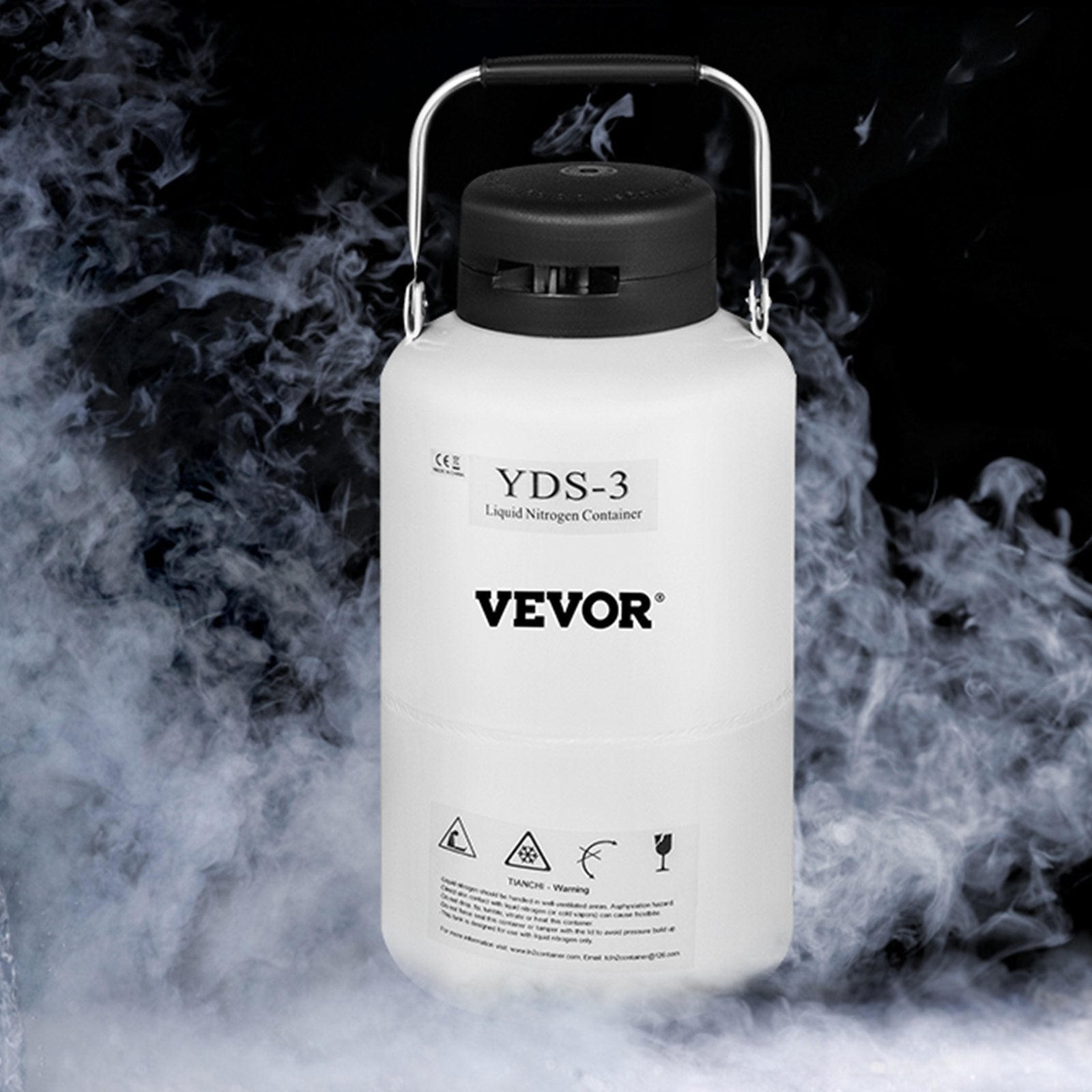VEVOR 3L Liquid Nitrogen Container Aluminum Alloy Liquid Nitrogen Tank Static Cryogenic Container Liquid Nitrogen Container with 6 Canisters and Carry Bag