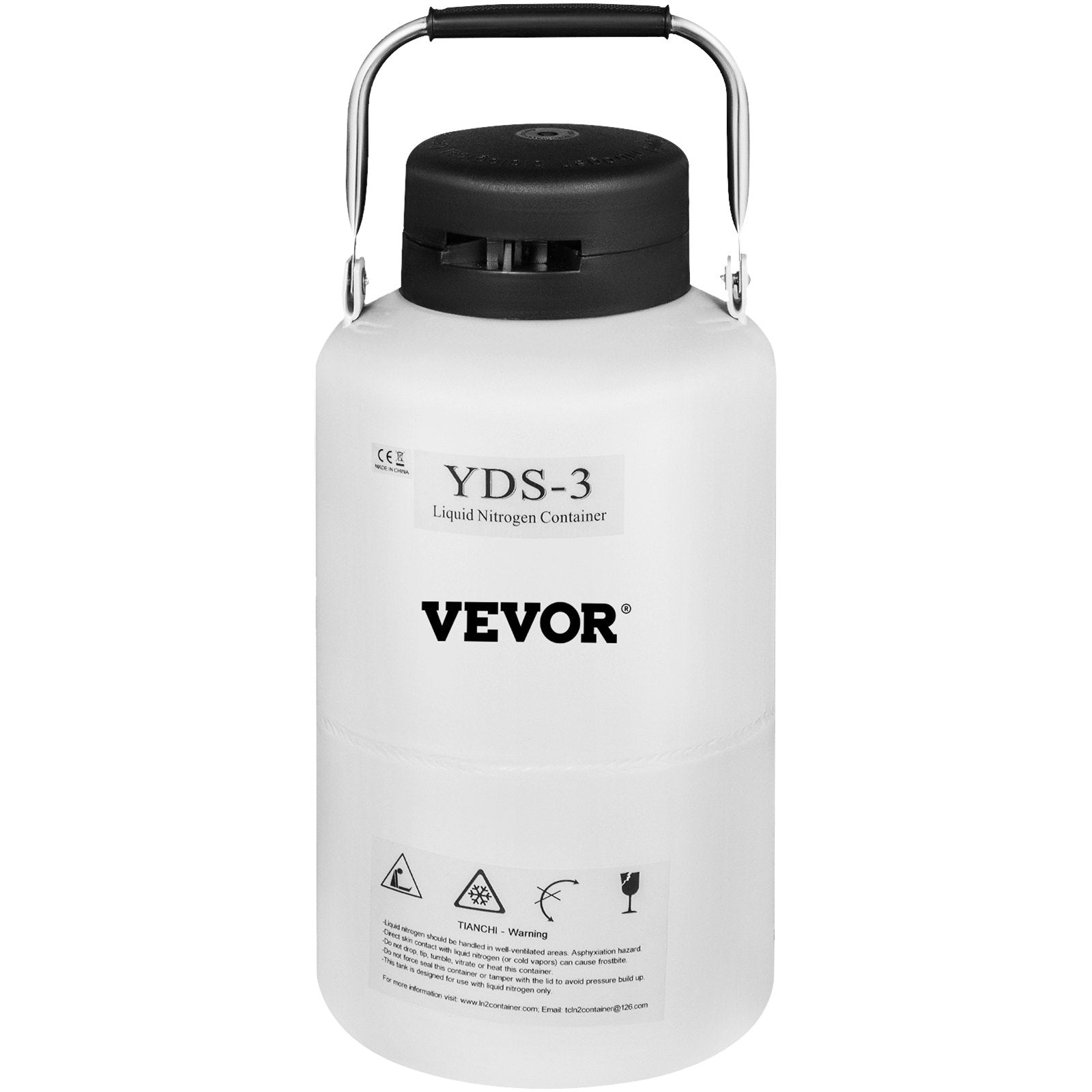 VEVOR 3L Liquid Nitrogen Container Aluminum Alloy Liquid Nitrogen Tank Static Cryogenic Container Liquid Nitrogen Container with 6 Canisters and Carry Bag