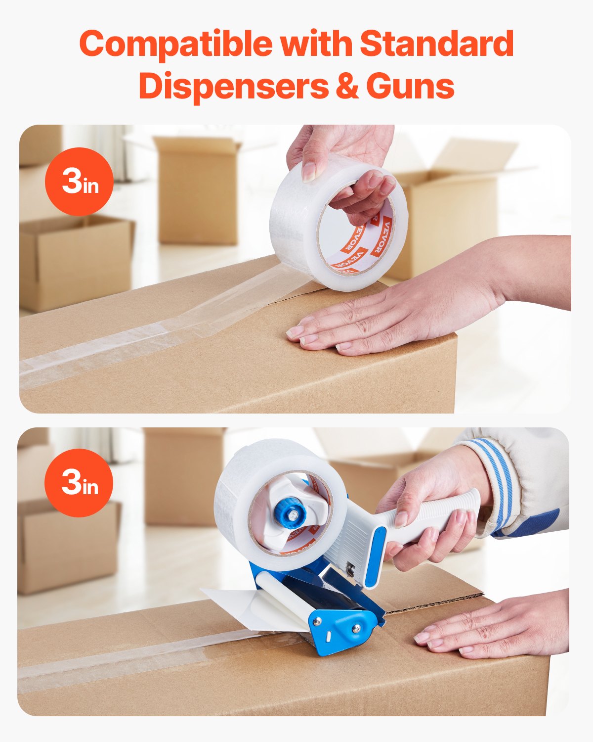 VEVOR Packing Tape 24 Rolls 65 Yards Heavy Duty Clear Packing Tapes 2.7 Mil