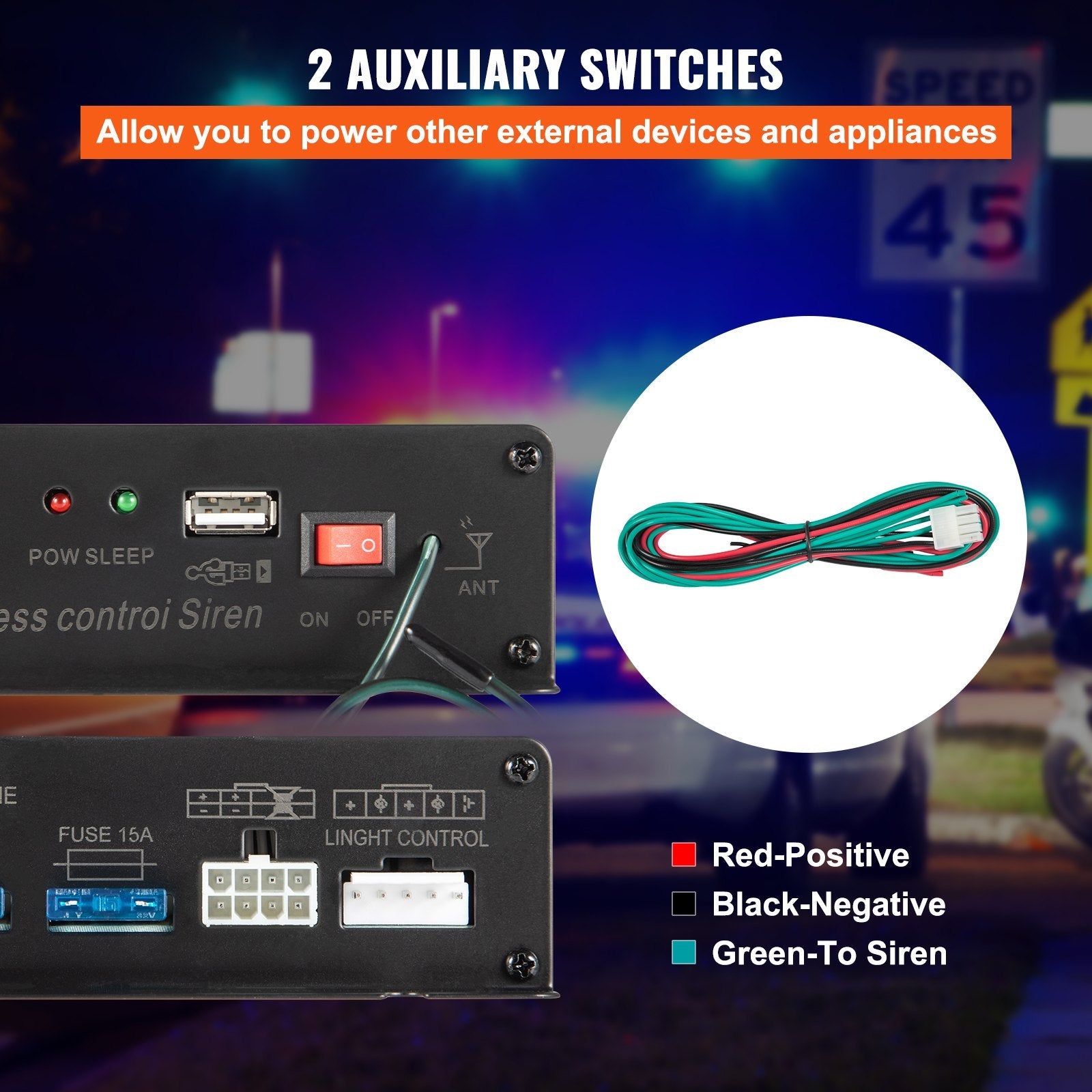 VEVOR 400W 8 Sound Loud Car Warning Police Fire Emergency Alarm Fire Siren 1 Horn PA Speaker MIC System Vehicle Siren