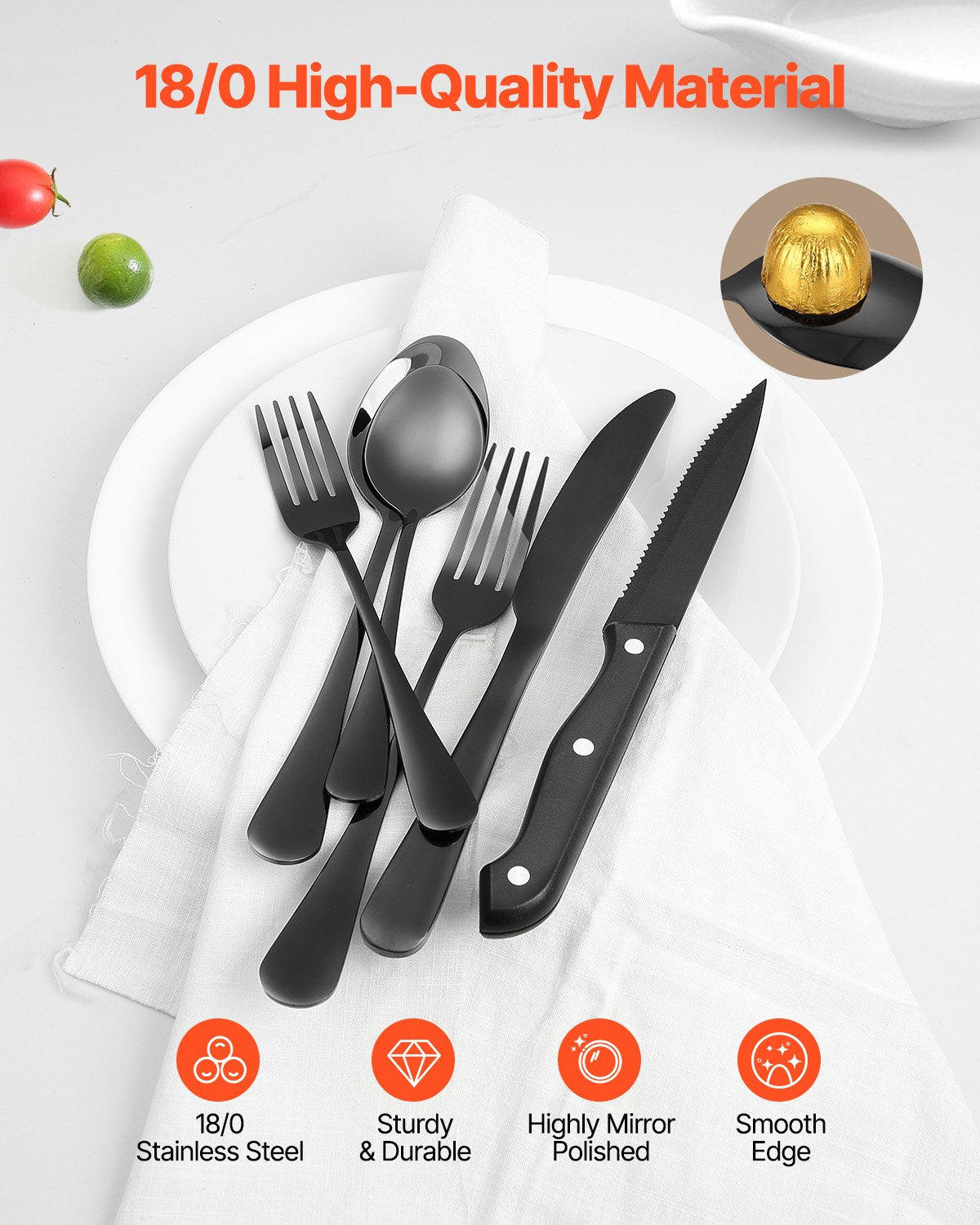 VEVOR 48-Piece Silverware Set Stainless Steel Cutlery Flatware Utensils for 8