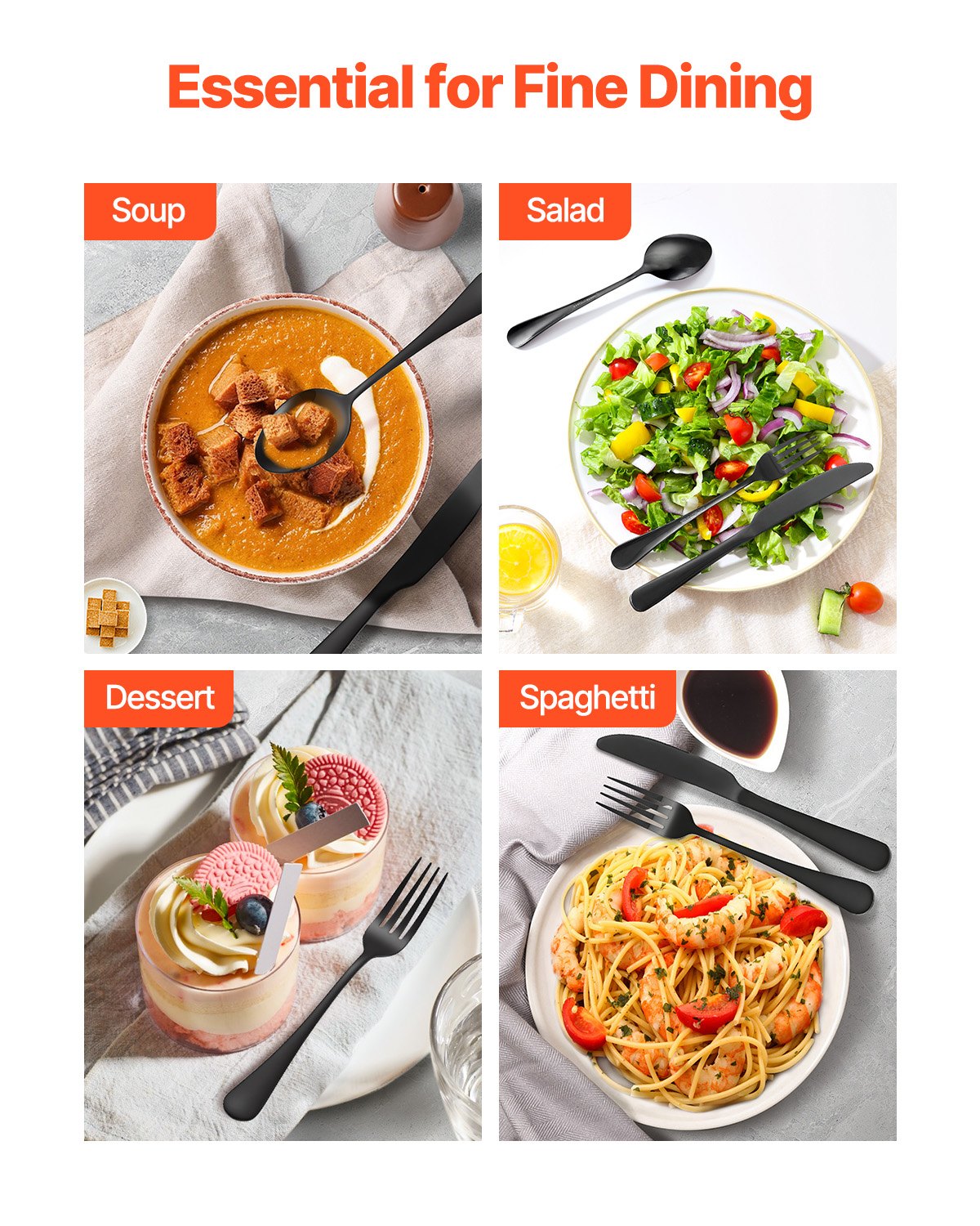 VEVOR 48-Piece Silverware Set Stainless Steel Cutlery Flatware Utensils for 8