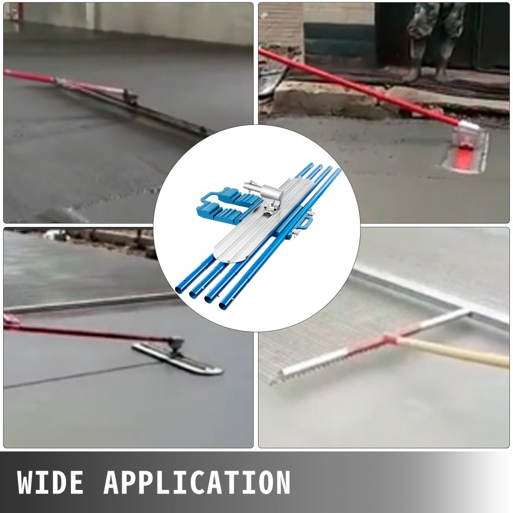 Bull Float Concrete Float 48”x8” Concrete Tool Trowel Float 4 Handles Round End