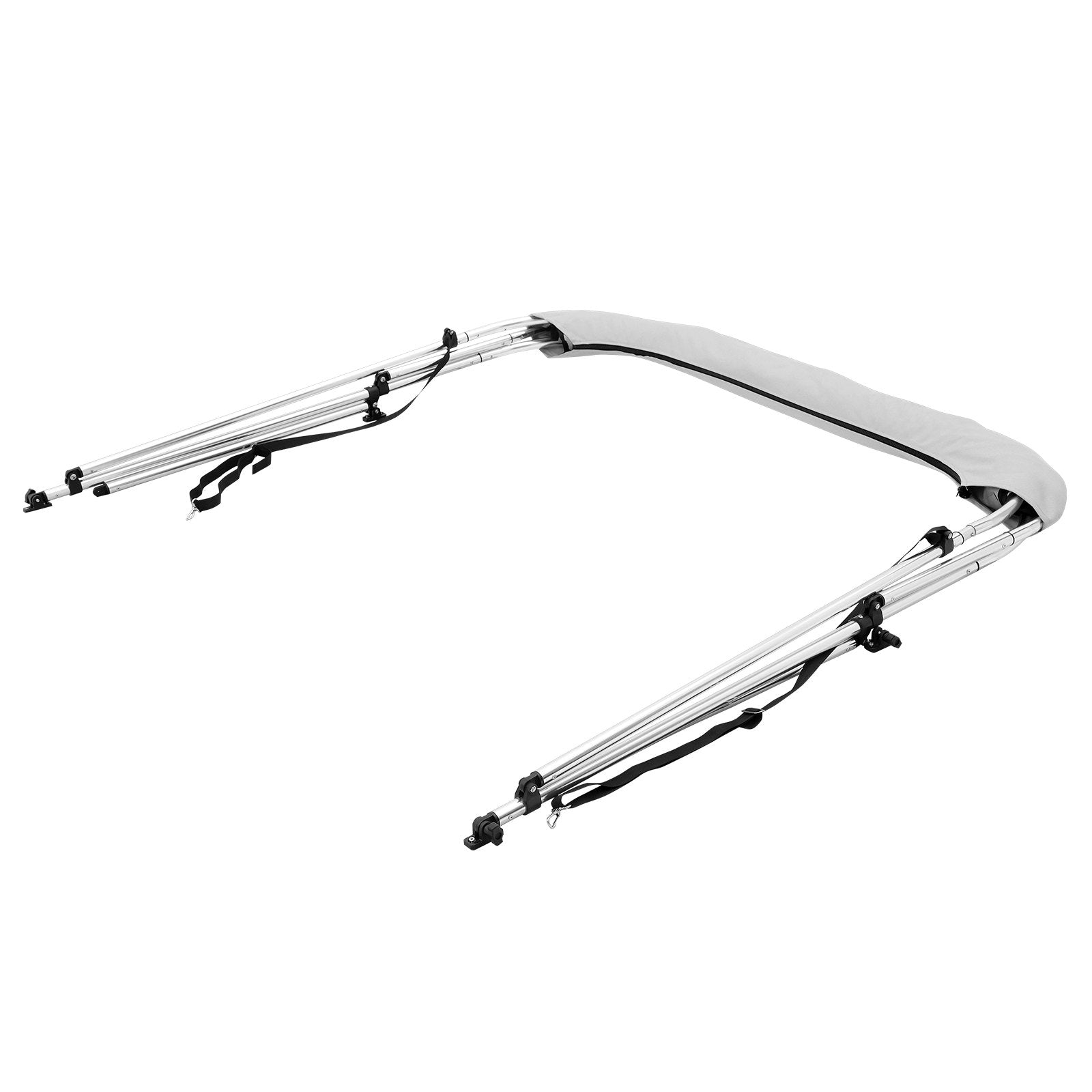 VEVOR 4 Bow Bimini Top Boat Cover, Detachable Mesh Sidewalls, 600D Polyester Canopy with 1" Aluminum Alloy Frame, Includes Storage Boot, 2 Support Poles, 2 Straps, 8'L x 54"H x 85"-90"W, Light Grey