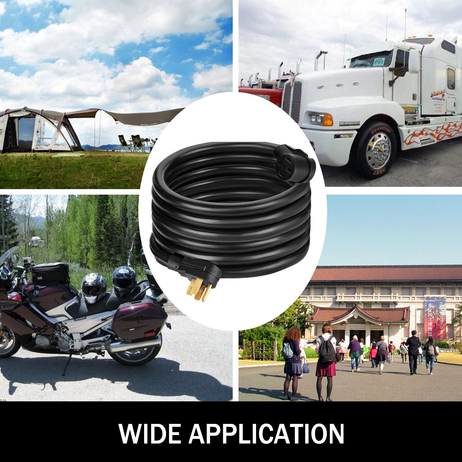 VEVOR RV Power Cord 50Ft 40 Amp RV Extension Cord AWG8 40 amp rv Extension Cord Truck Trailer Motorhome Camper RV Cord Grip Handles Camper Trailer Power Supply Cable