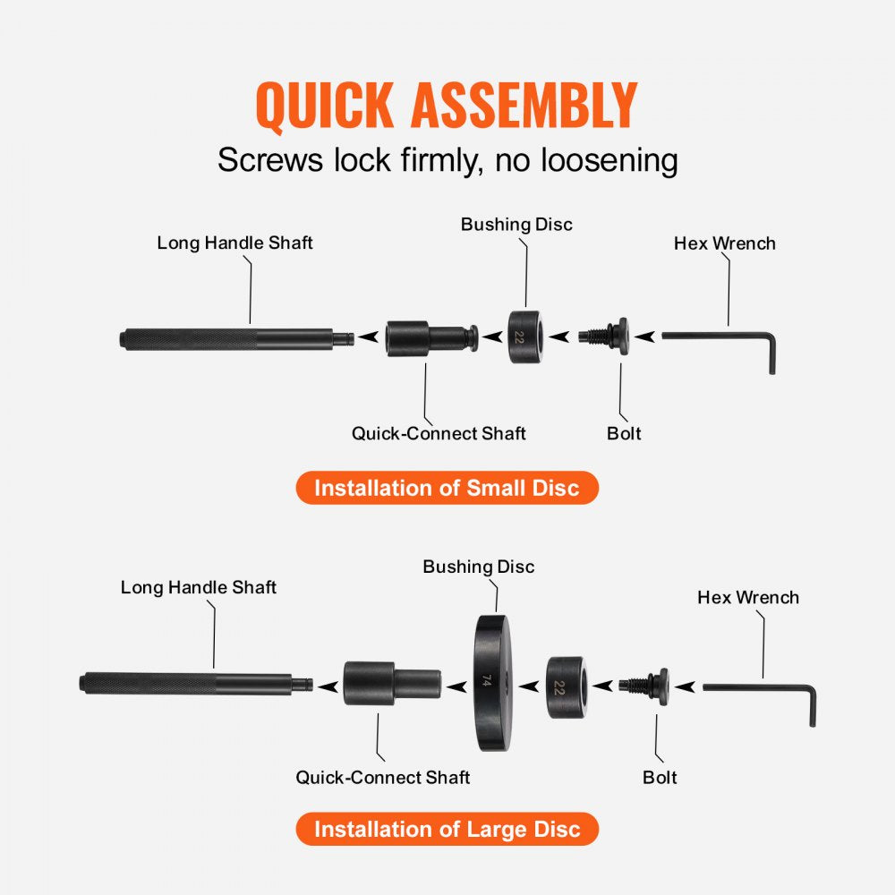 VEVOR 52PCS Custom Bushing Bearing & Seal Driver Set, Transmission Wheel Axle Bearing Race, Seal Driver Installer Remover, 18-65mm & 74mm Metric Discs Bush Removal Puller Bearing Press Tool Kit